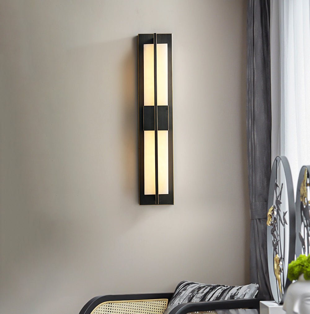 Caspian Alabaster Brass Wall Light - Lamp Copper