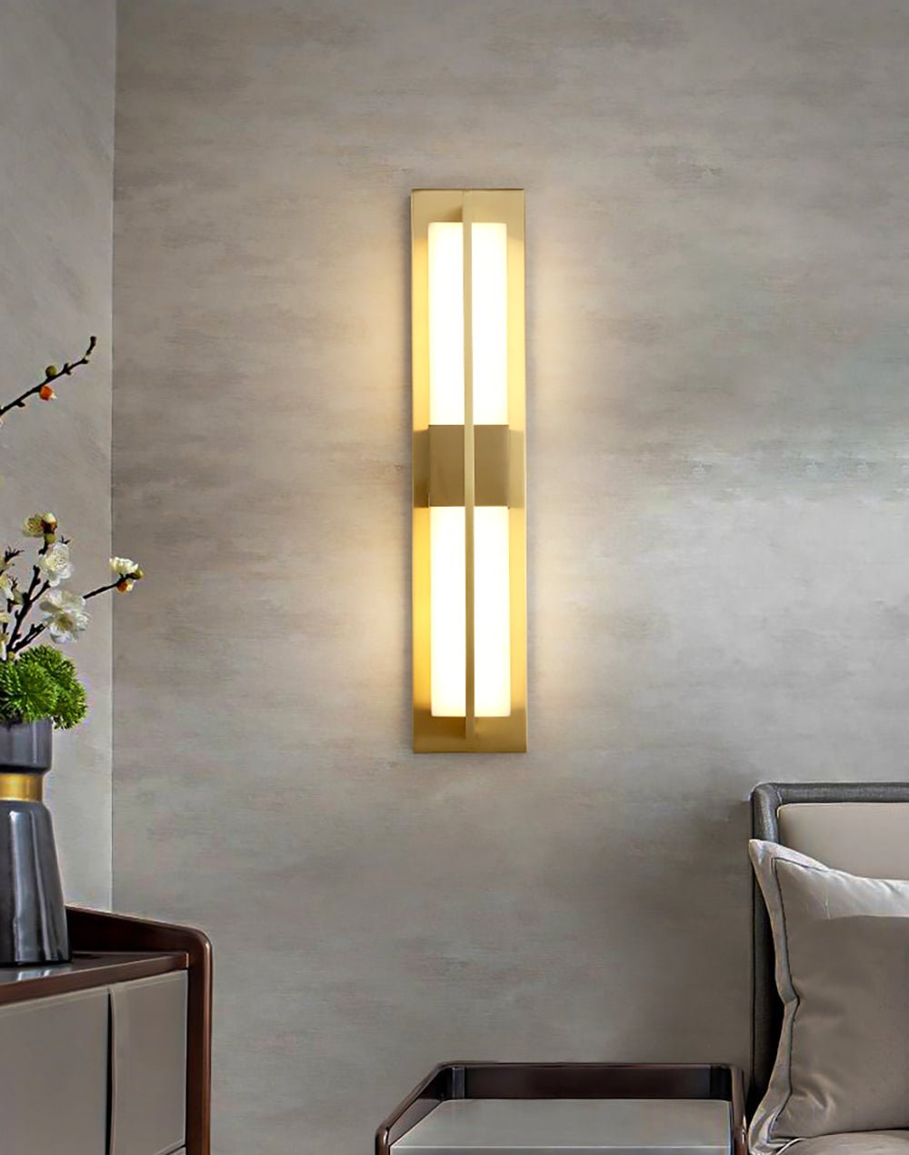 Caspian Alabaster Brass Wall Light - Lamp Copper