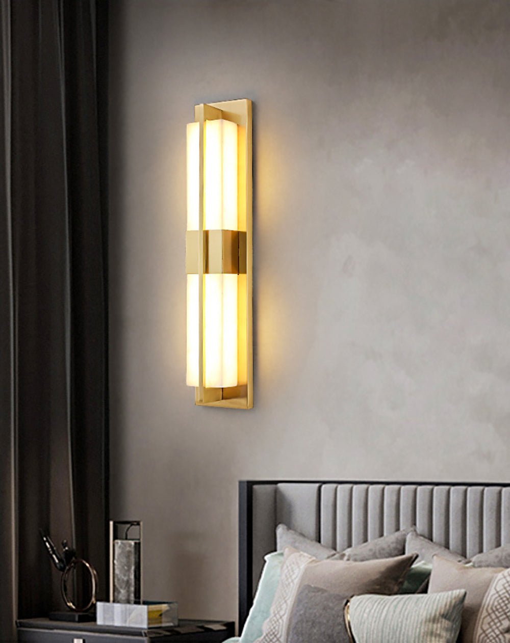 Caspian Alabaster Brass Wall Light - Lamp Copper