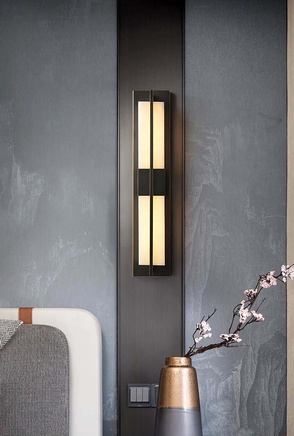 Caspian Alabaster Brass Wall Light - Lamp Copper
