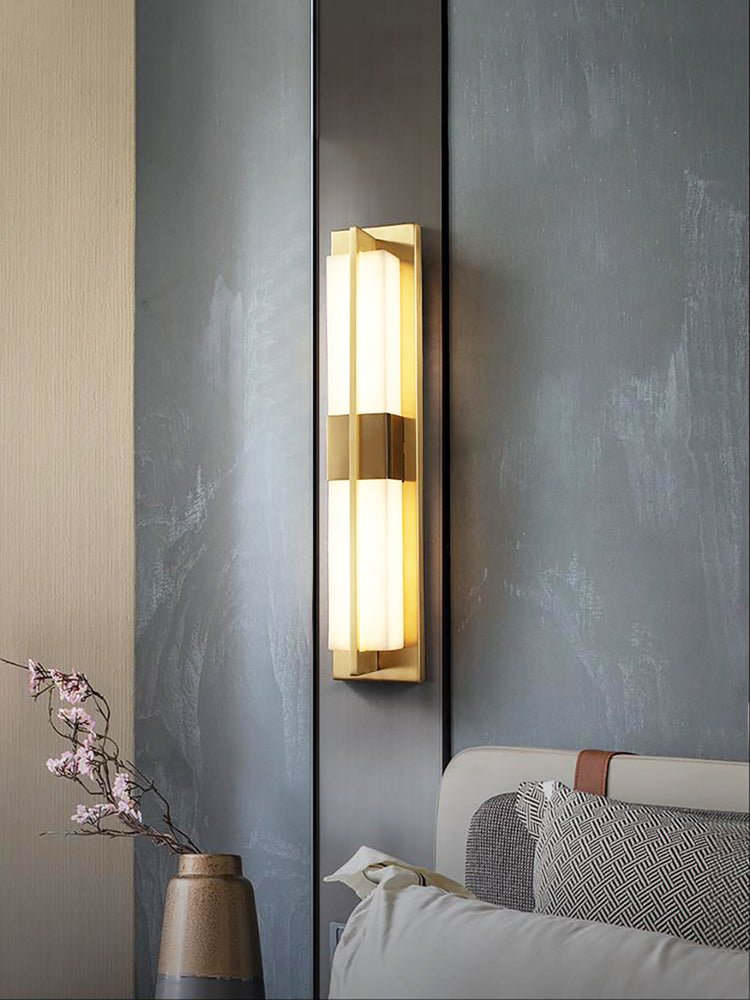 Caspian Alabaster Brass Wall Light - Lamp Copper