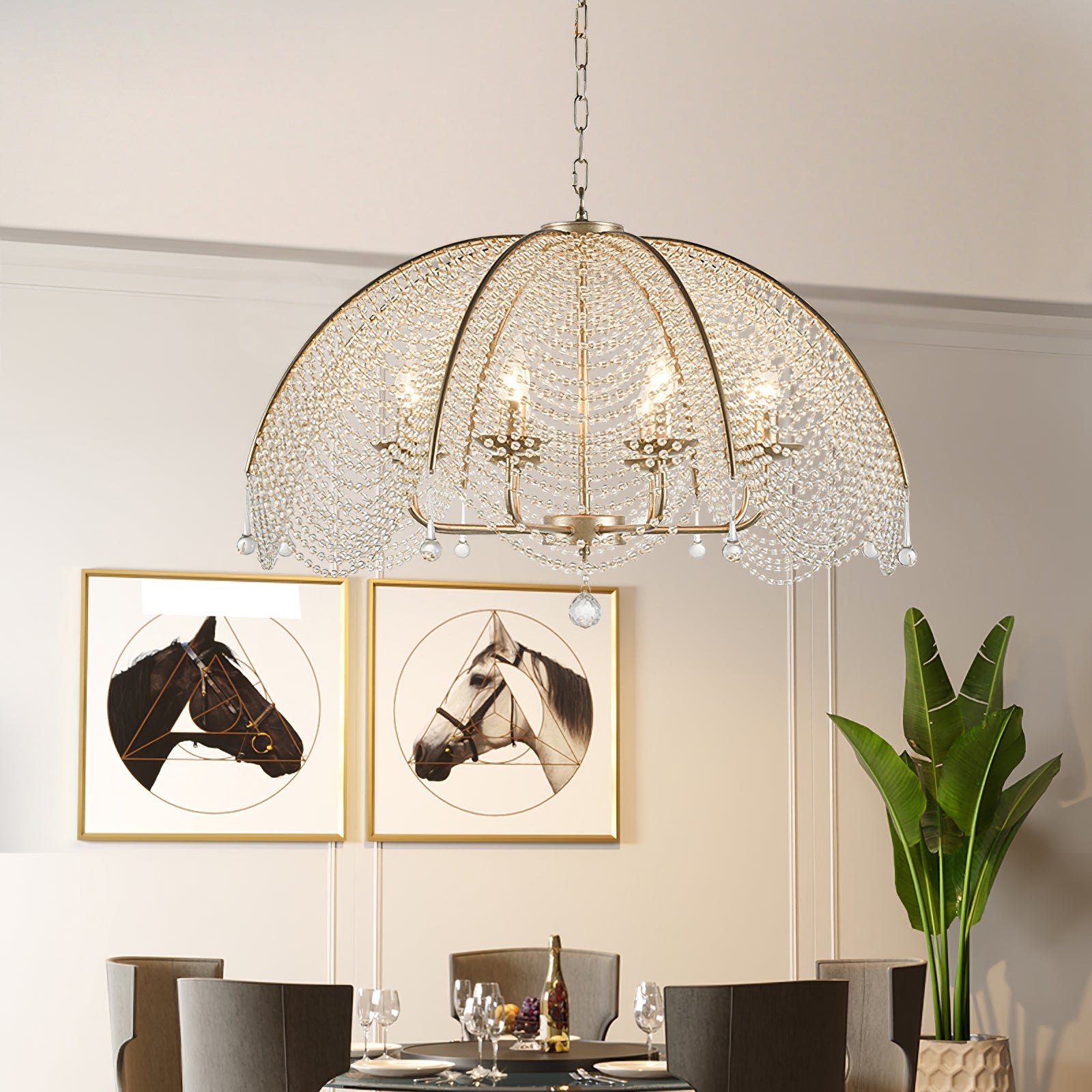 Ulsilus Elegance Style Beads Crystal Chandelier - Lamp Copper