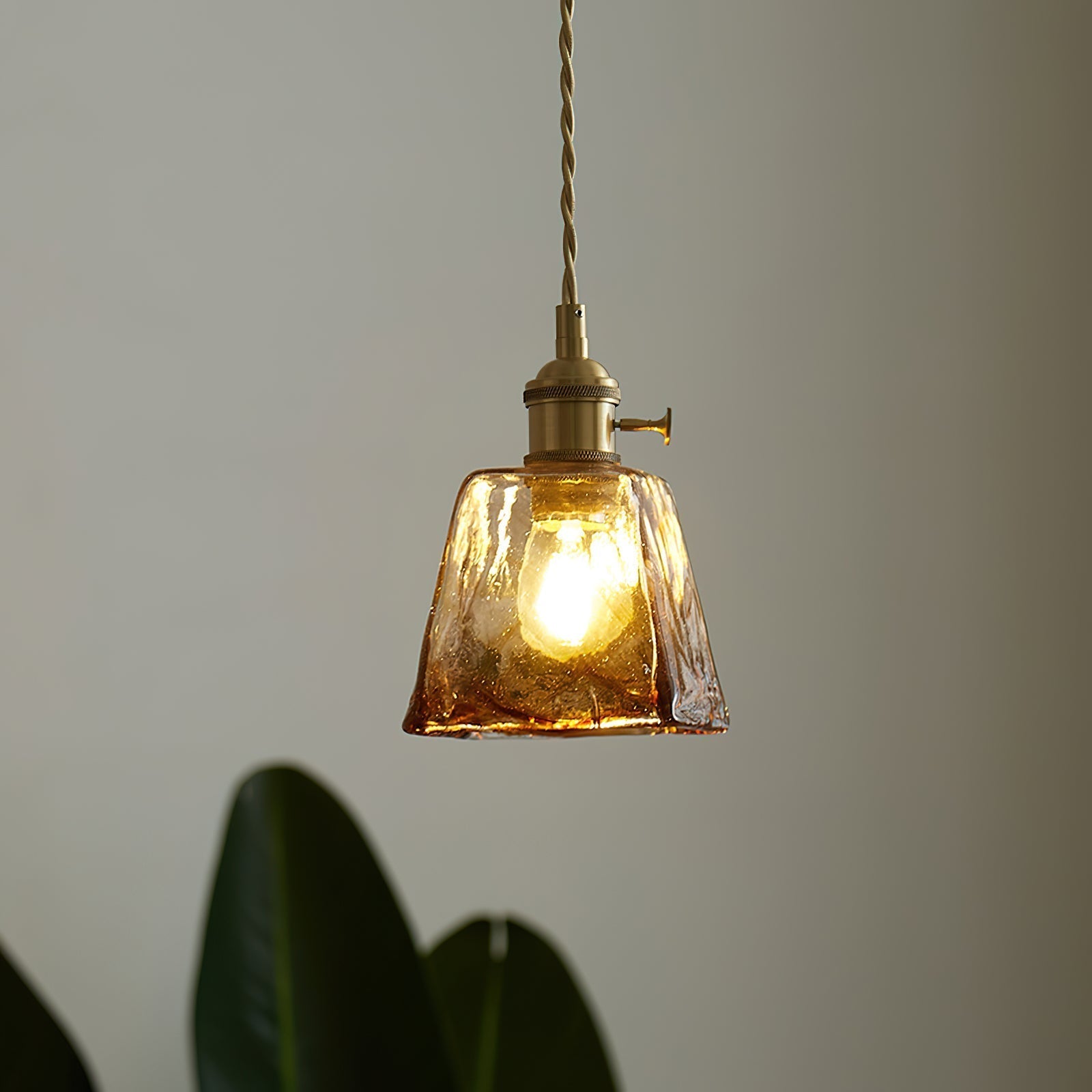 Amberlyn Vintage Amber Glass Pendant Light - Lamp Copper