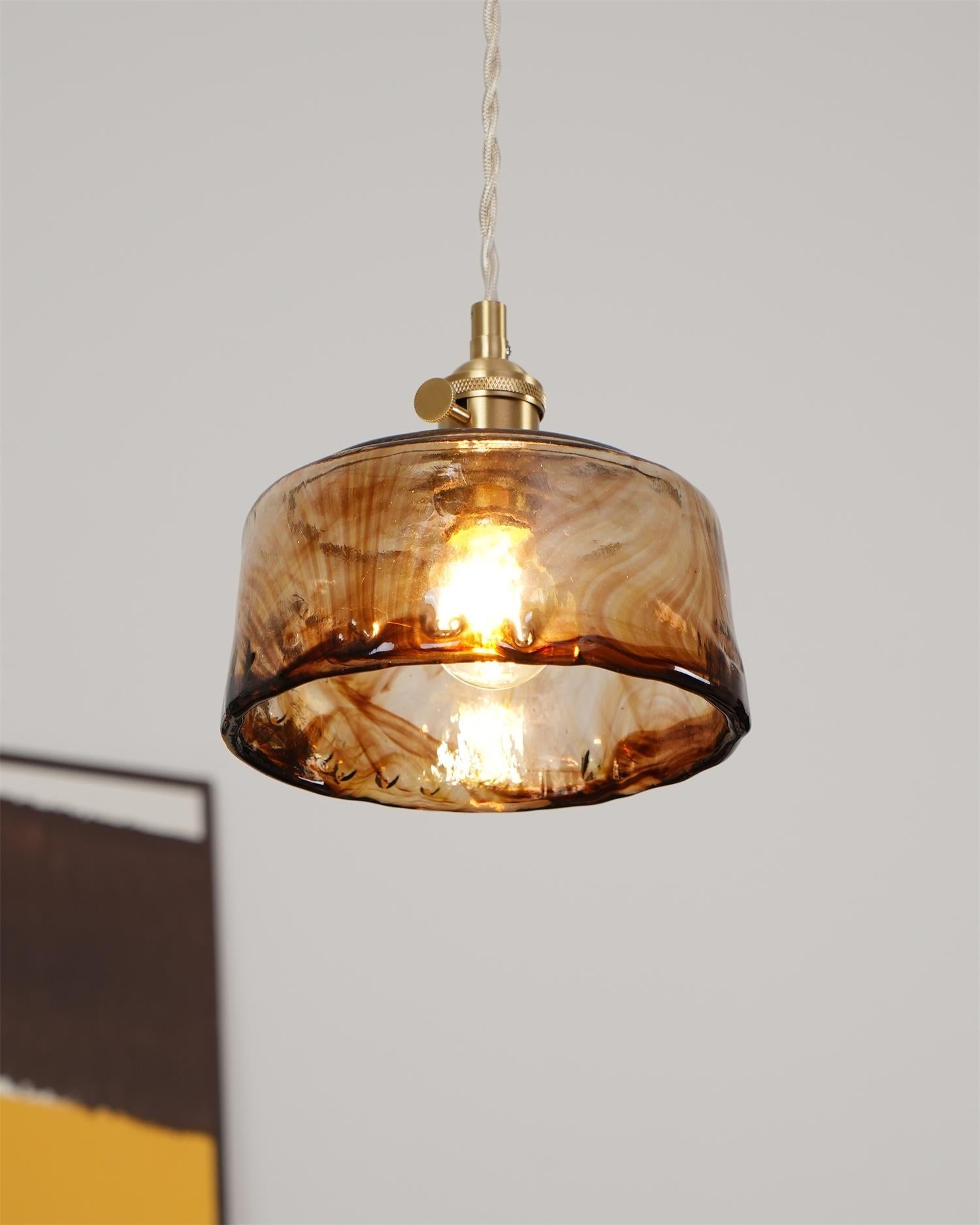 Amberlyn Vintage Amber Glass Pendant Light - Lamp Copper