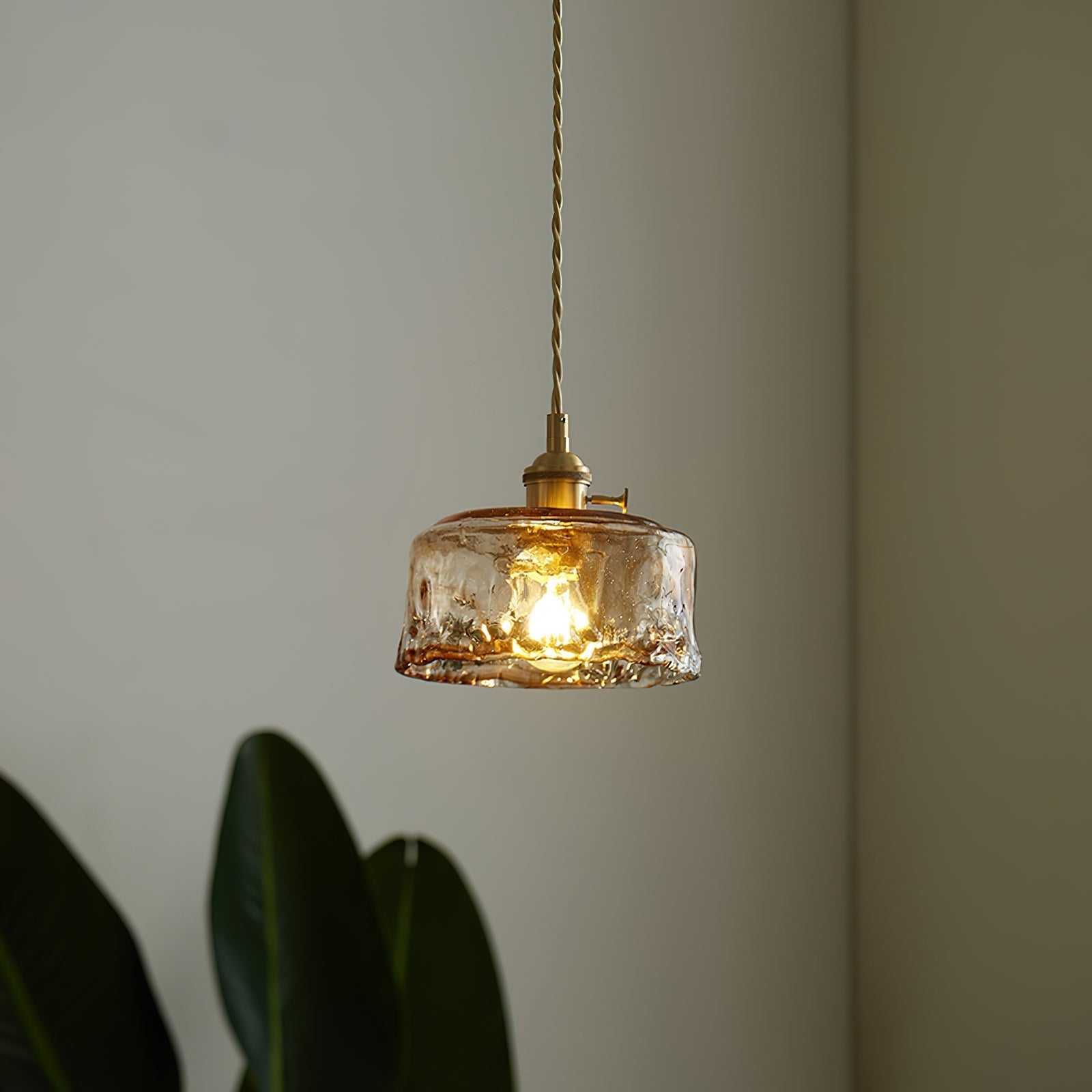 Amberlyn Vintage Amber Glass Pendant Light - Lamp Copper
