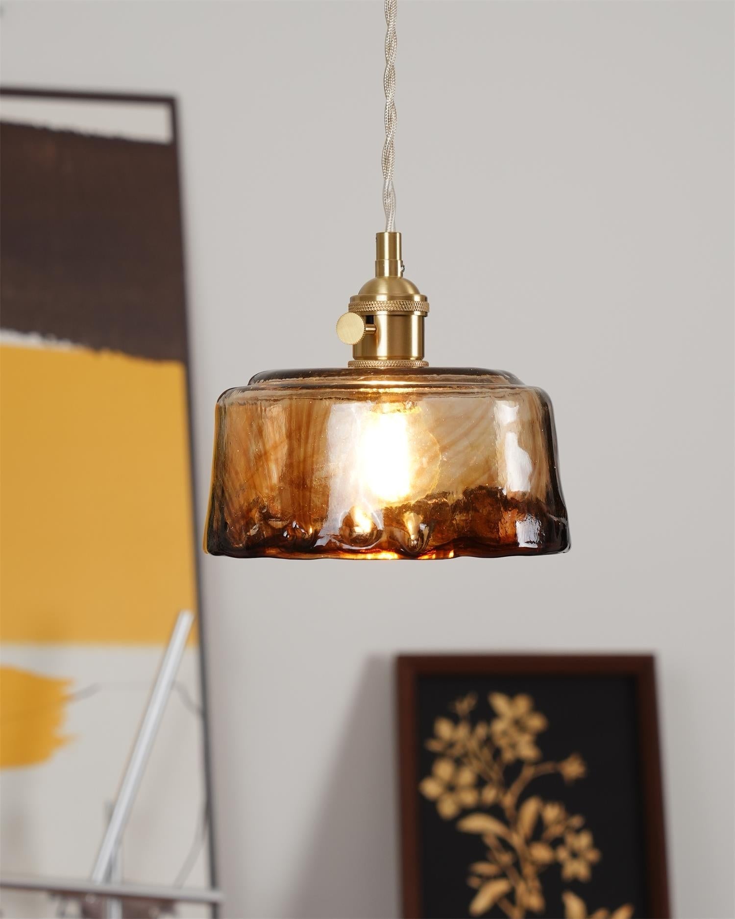 Amberlyn Vintage Amber Glass Pendant Light - Lamp Copper