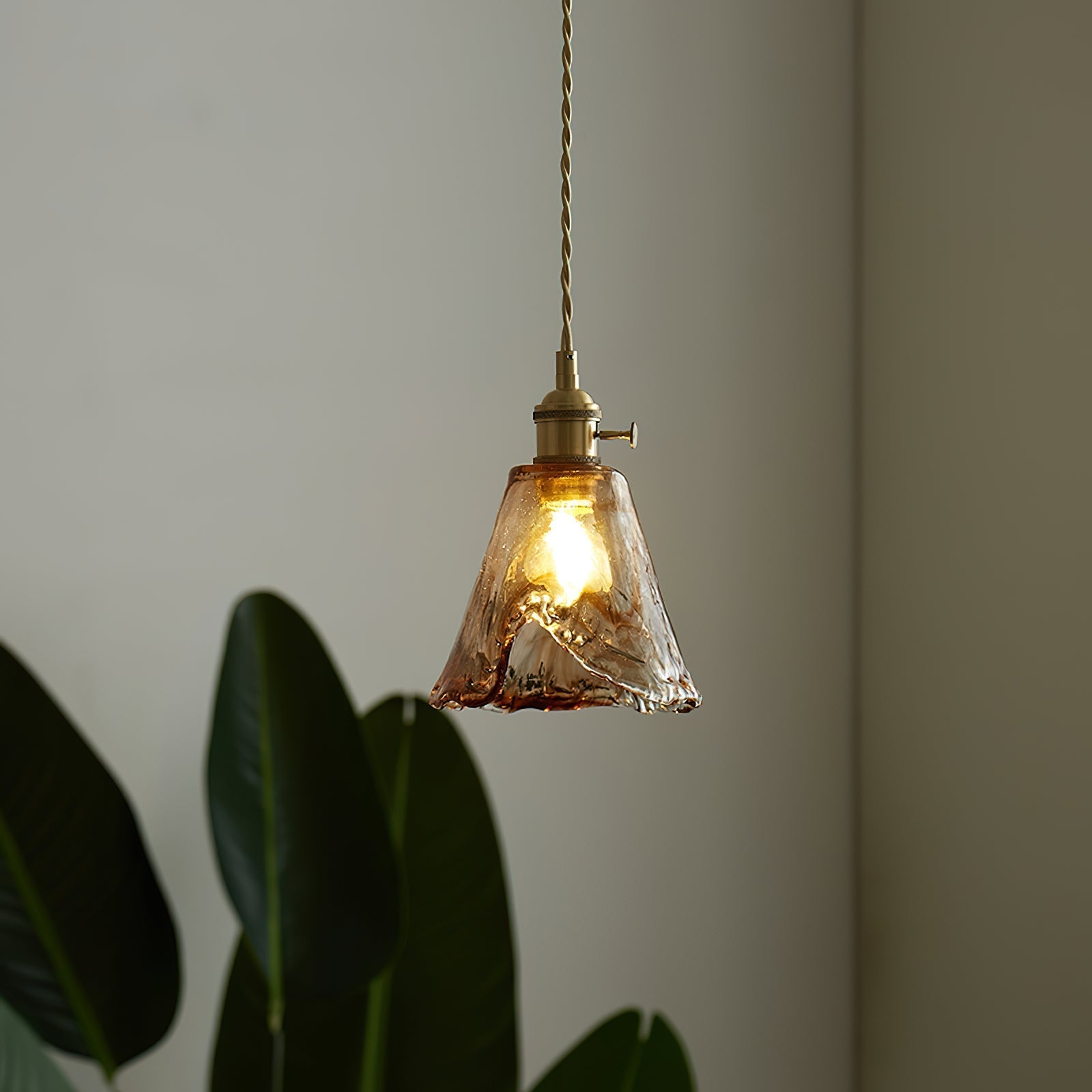 Amberlyn Vintage Amber Glass Pendant Light - Lamp Copper