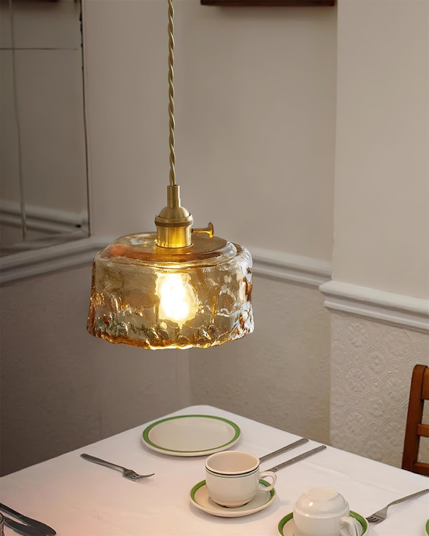 Amberlyn Vintage Amber Glass Pendant Light - Lamp Copper