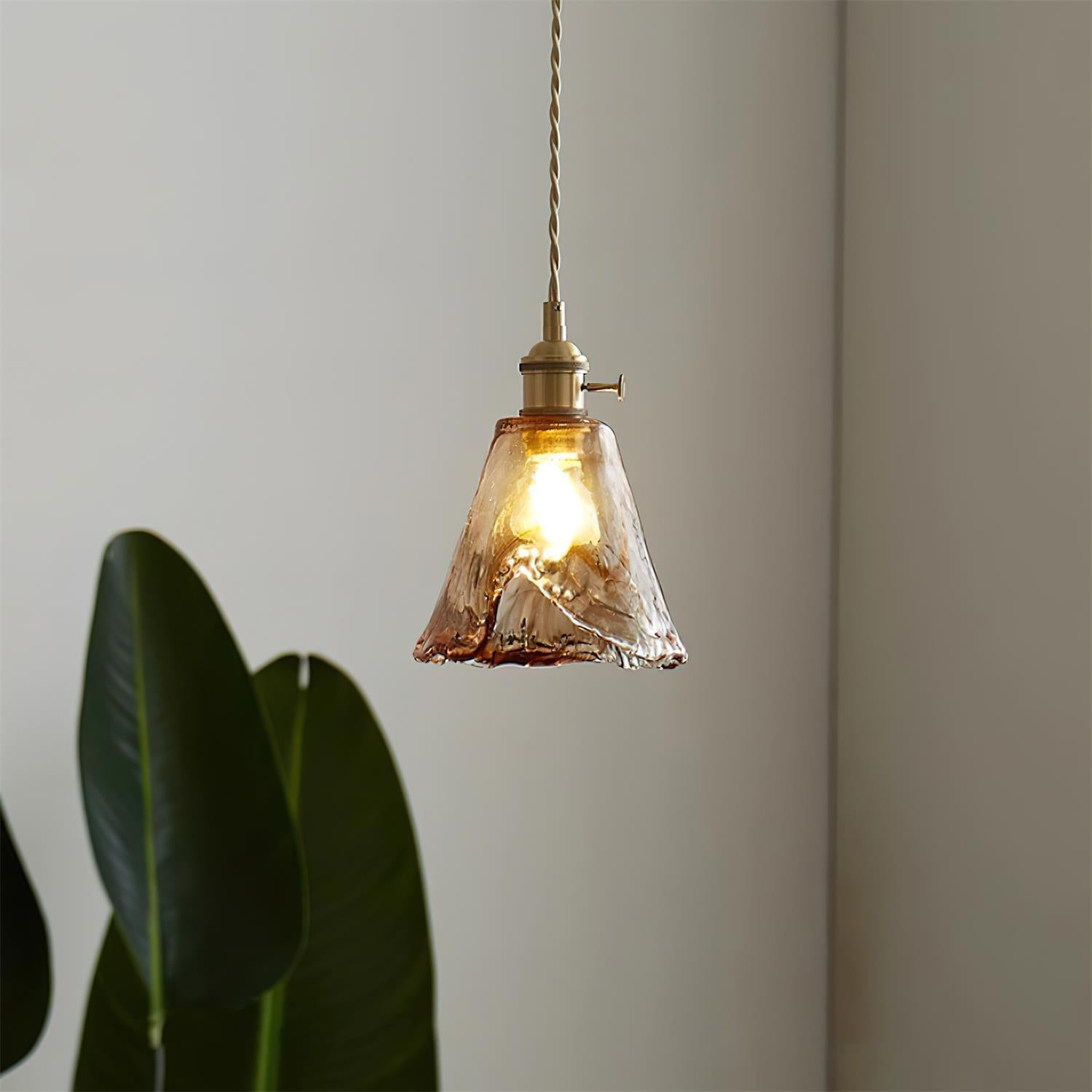 Amberlyn Vintage Amber Glass Pendant Light - Lamp Copper