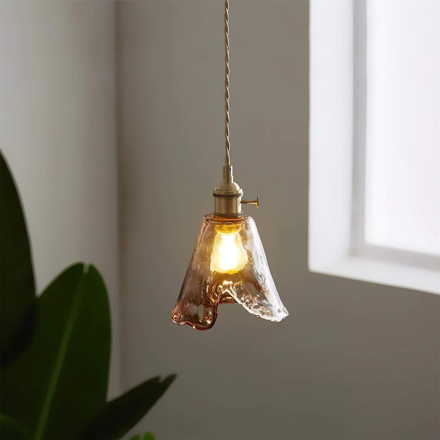Amberlyn Vintage Amber Glass Pendant Light - Lamp Copper