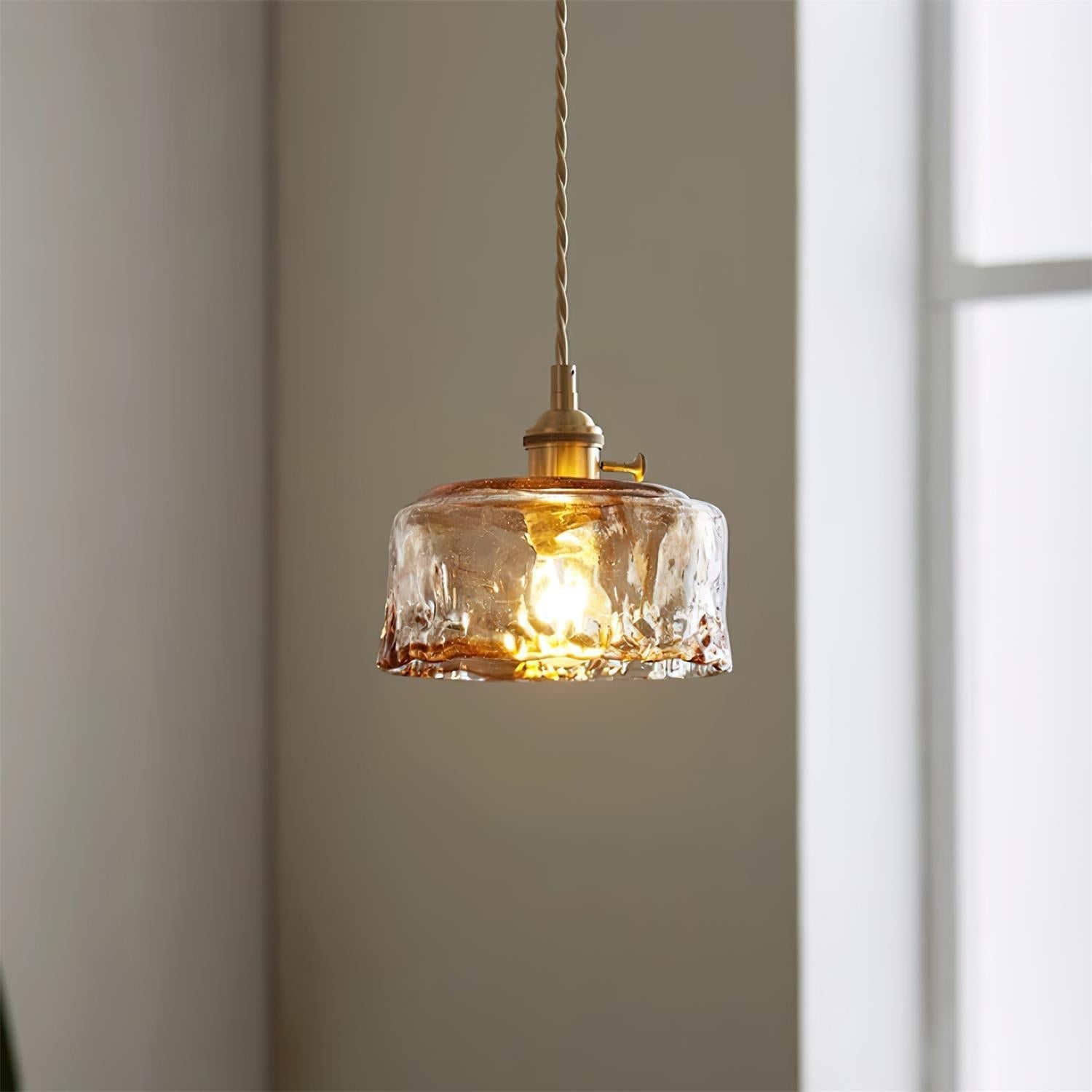 Amberlyn Vintage Amber Glass Pendant Light - Lamp Copper