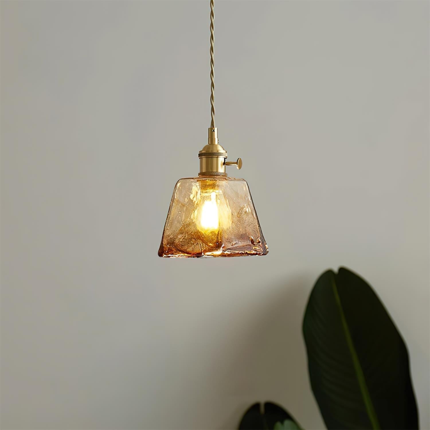 Amberlyn Vintage Amber Glass Pendant Light - Lamp Copper