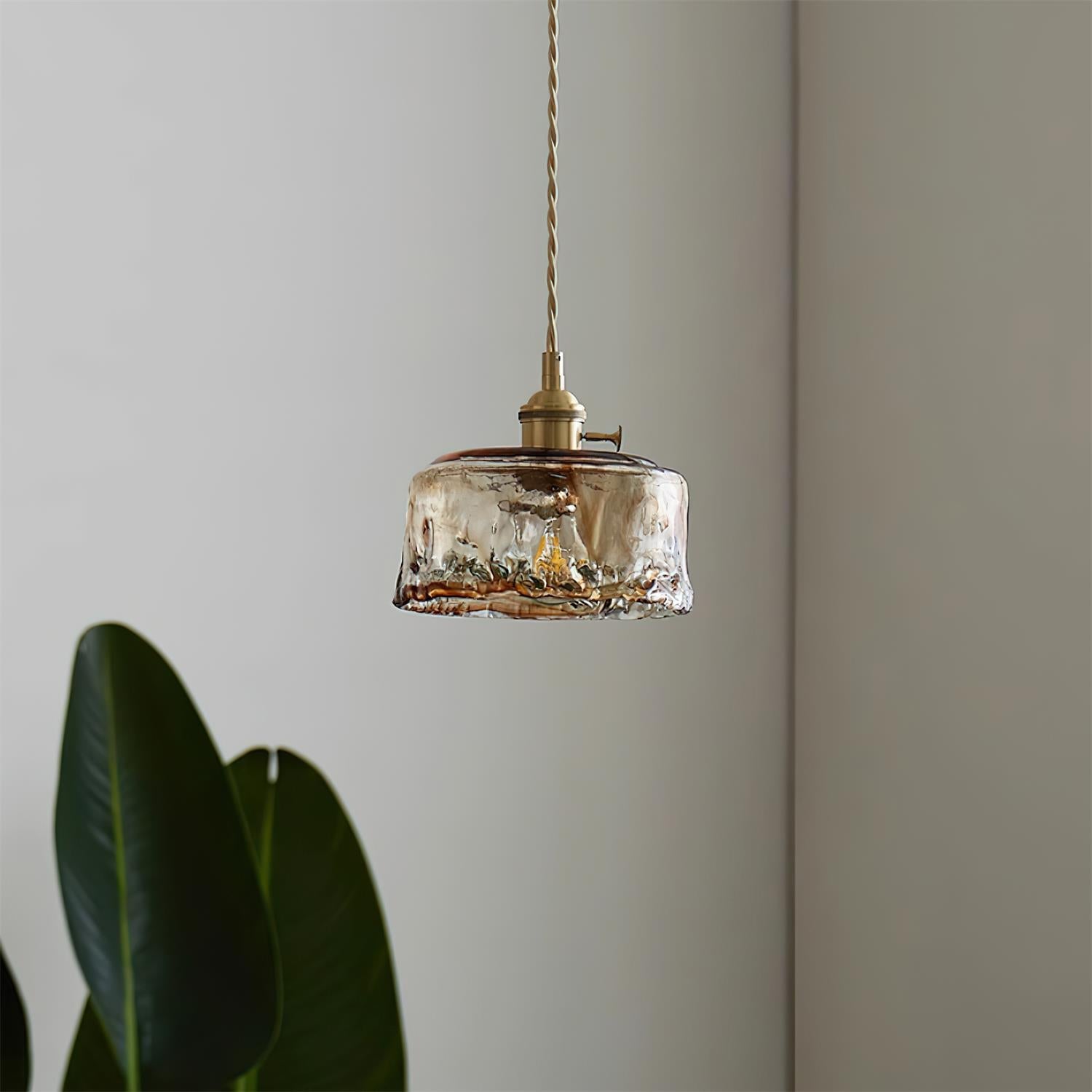 Amberlyn Vintage Amber Glass Pendant Light - Lamp Copper