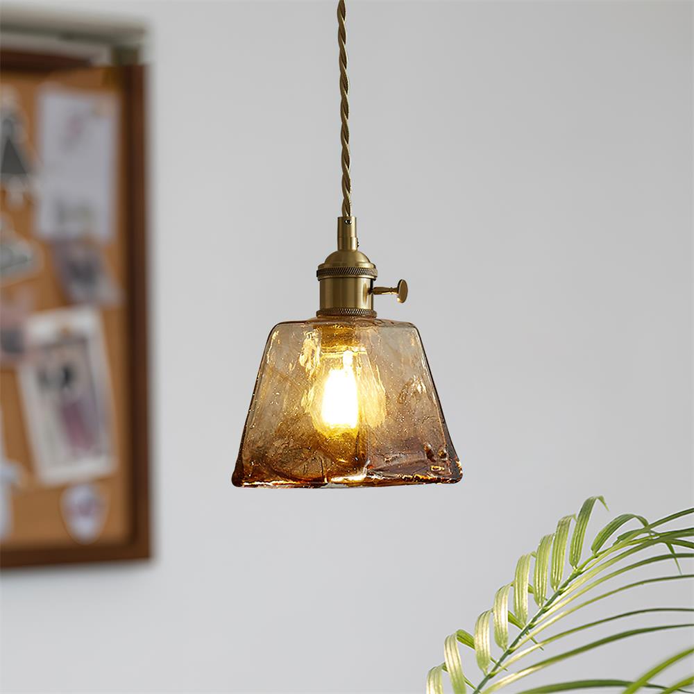 Amberlyn Vintage Amber Glass Pendant Light - Lamp Copper