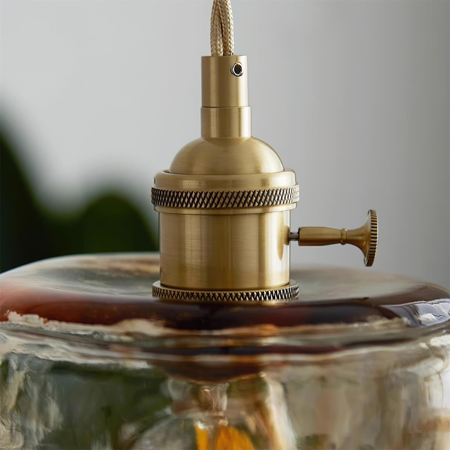 Amberlyn Vintage Amber Glass Pendant Light - Lamp Copper