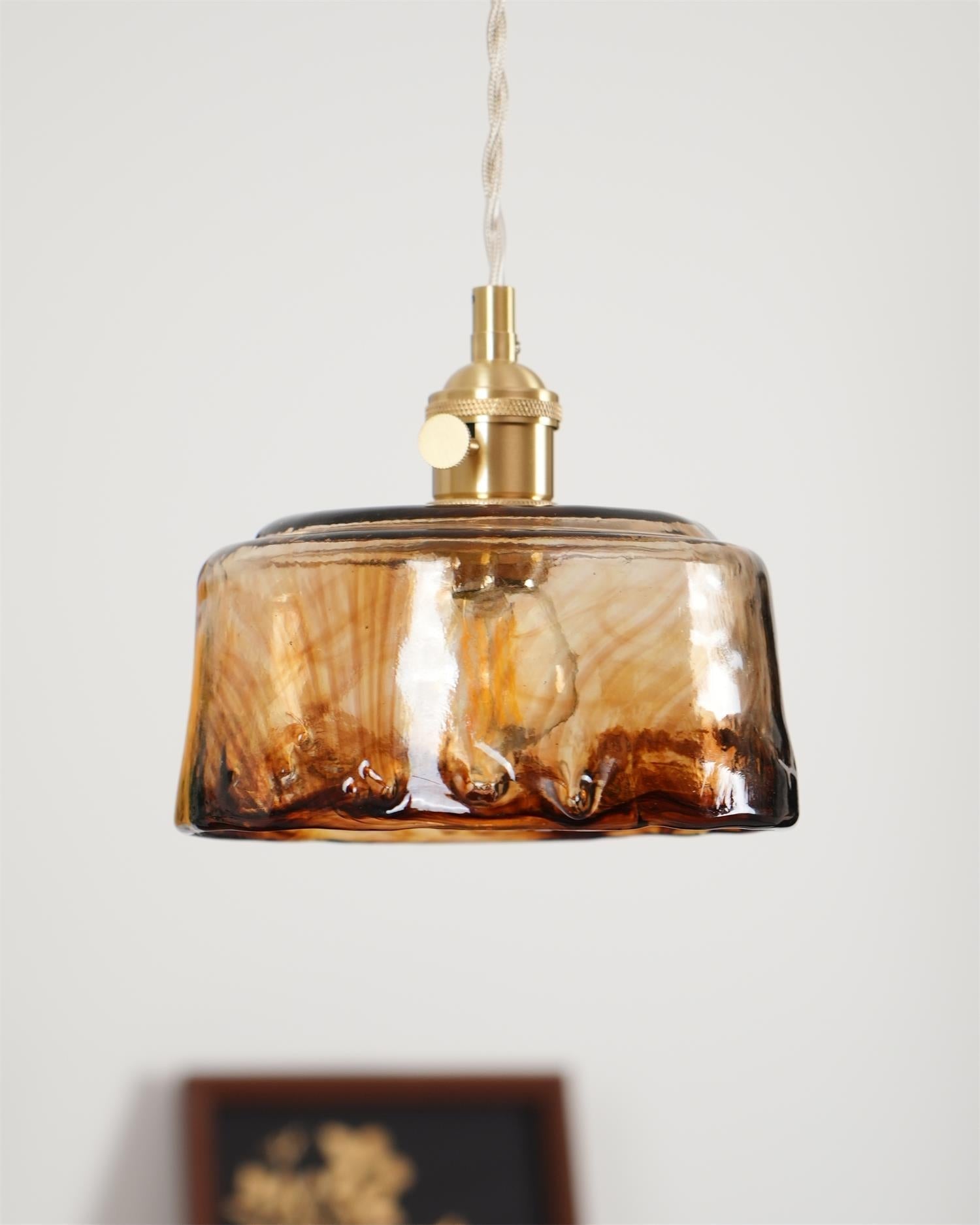 Amberlyn Vintage Amber Glass Pendant Light - Lamp Copper