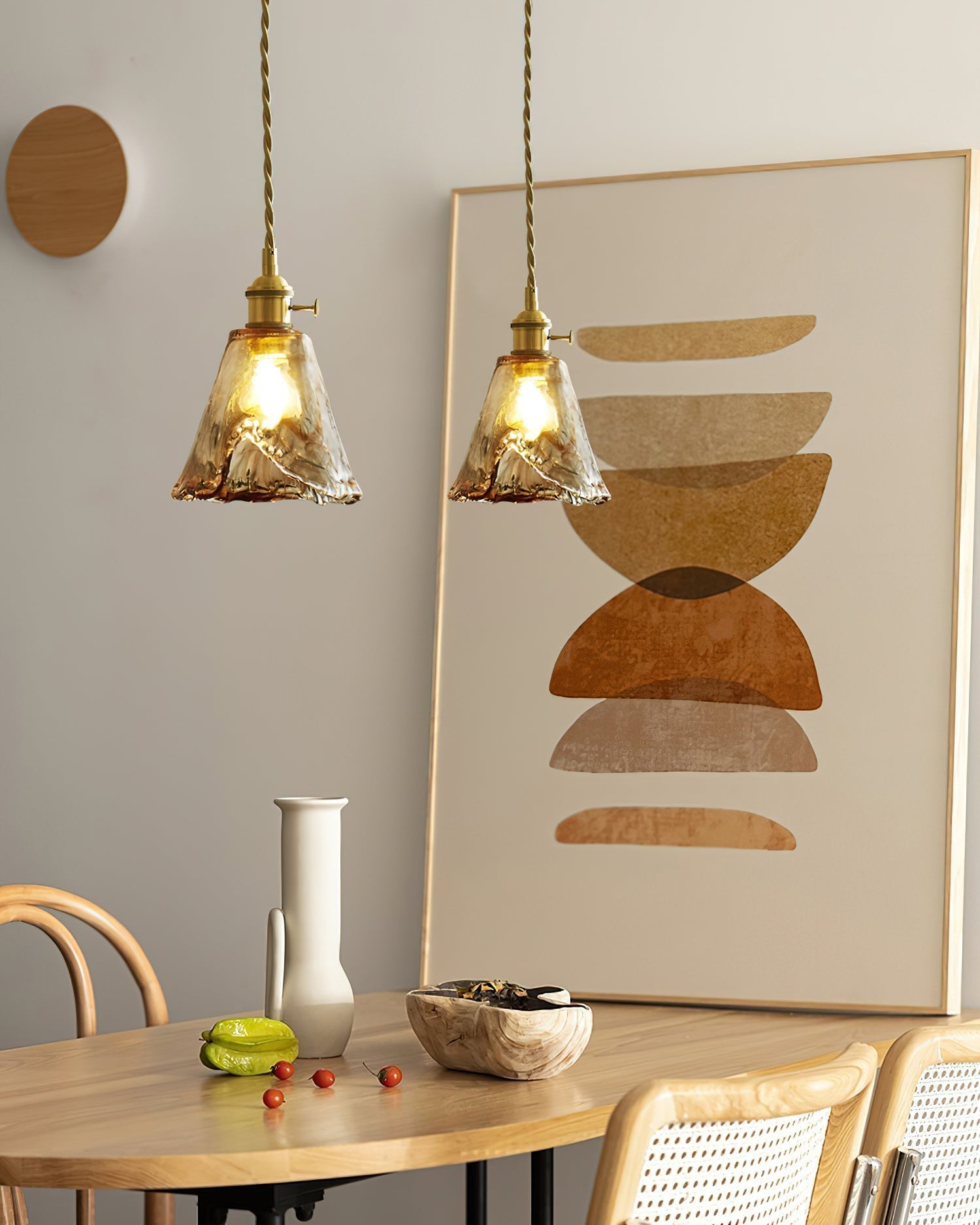 Amberlyn Vintage Amber Glass Pendant Light - Lamp Copper