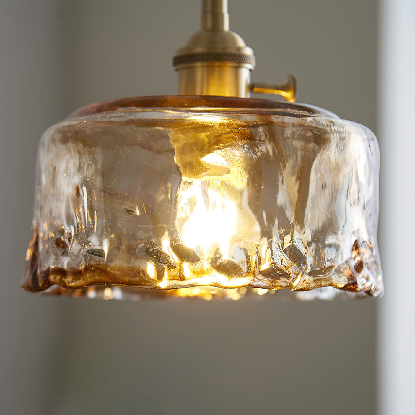 Amberlyn Vintage Amber Glass Pendant Light - Lamp Copper
