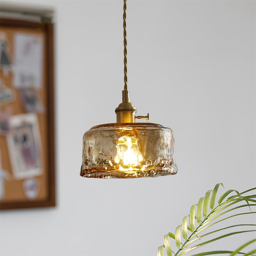 Amberlyn Vintage Amber Glass Pendant Light - Lamp Copper