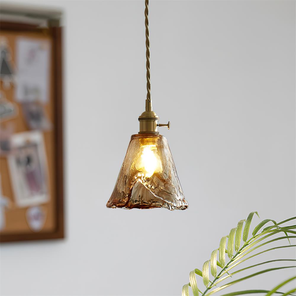 Amberlyn Vintage Amber Glass Pendant Light - Lamp Copper