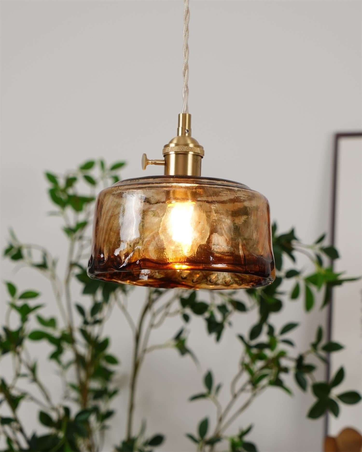 Amberlyn Vintage Amber Glass Pendant Light - Lamp Copper