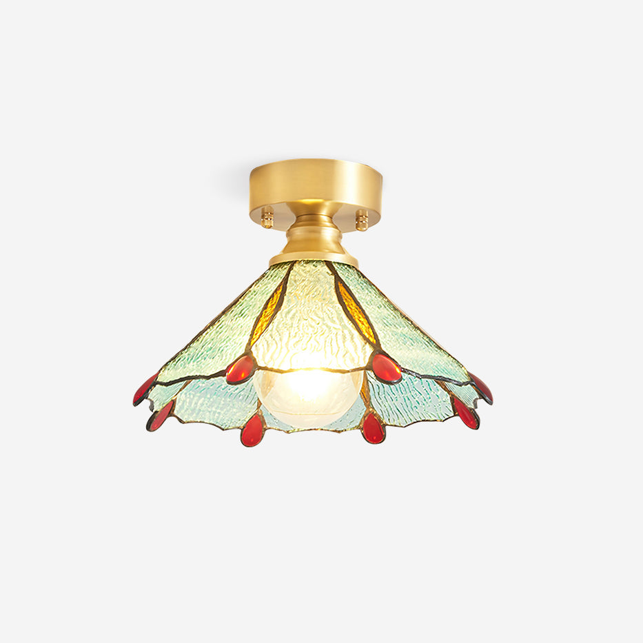 Civelle Tiffany Style Stained Glass Ceiling Light - Lamp Copper