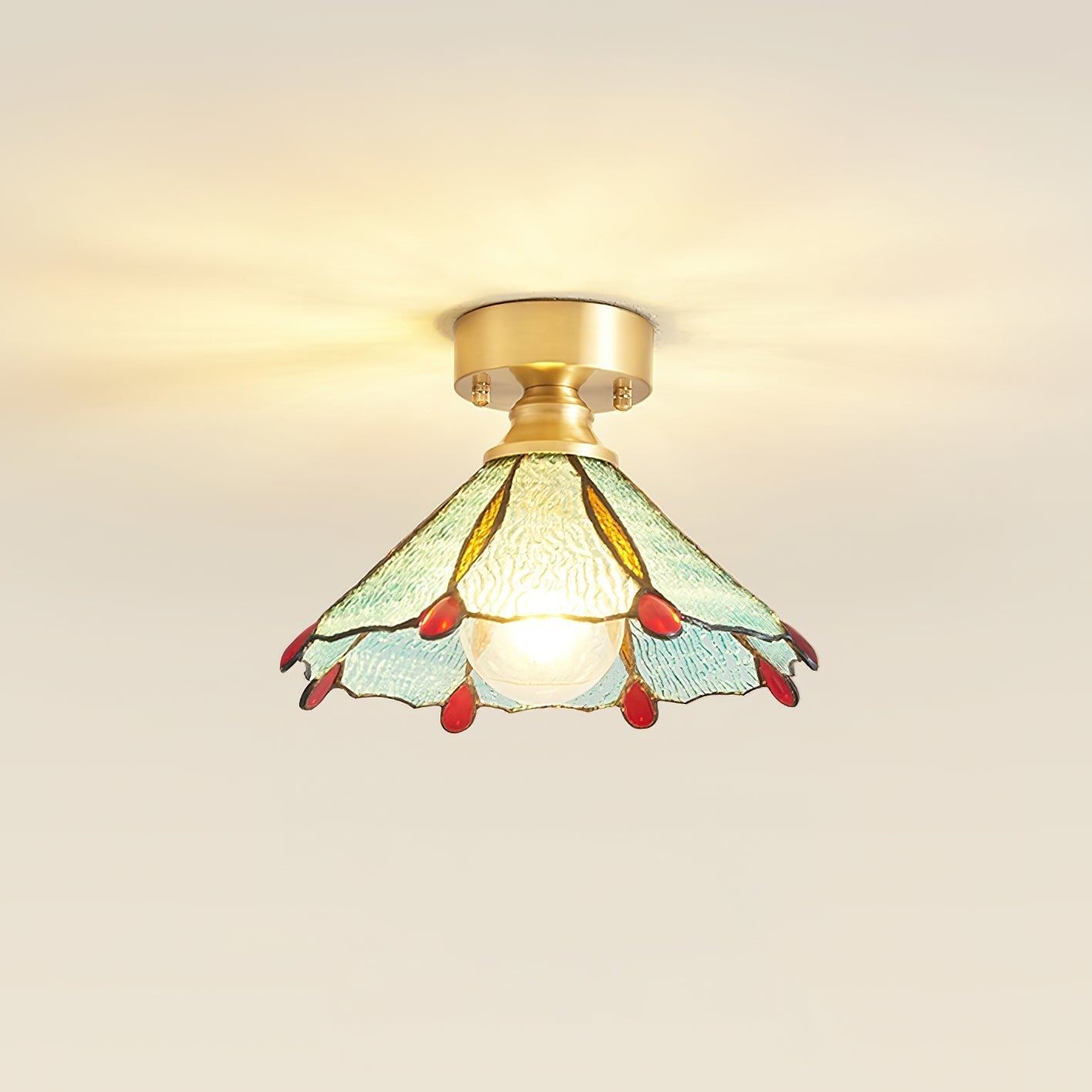 Civelle Tiffany Style Stained Glass Ceiling Light - Lamp Copper
