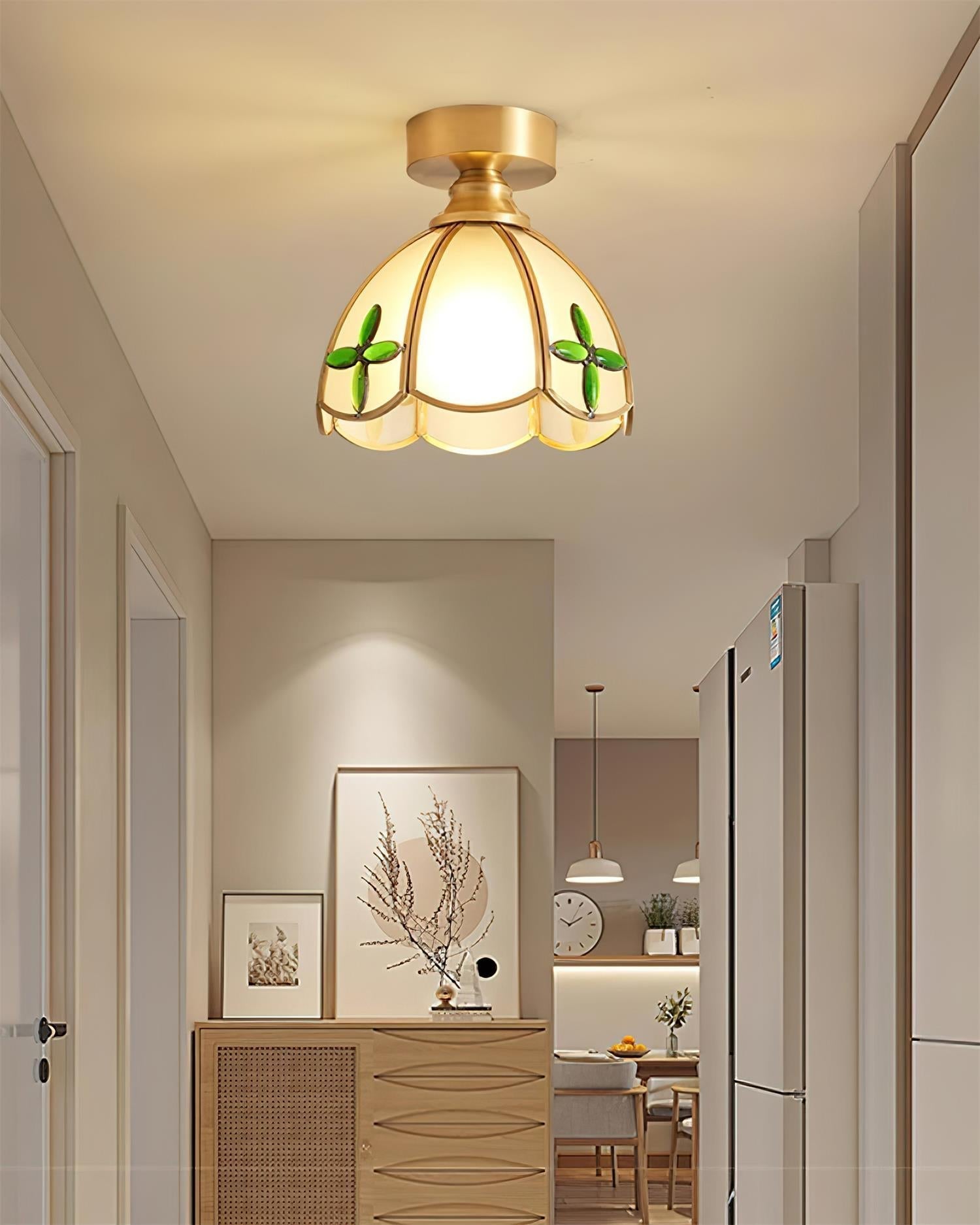 Civelle Tiffany Style Stained Glass Ceiling Light - Lamp Copper