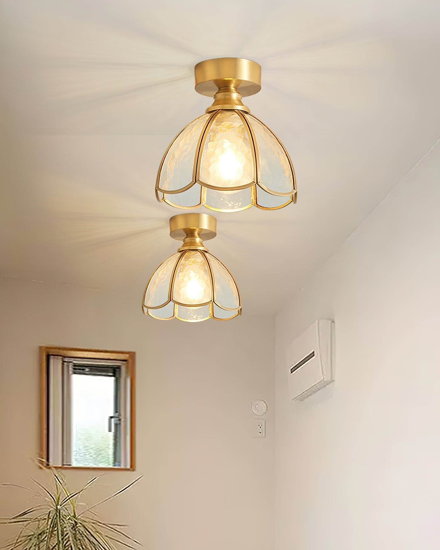 Civelle Tiffany Style Stained Glass Ceiling Light - Lamp Copper