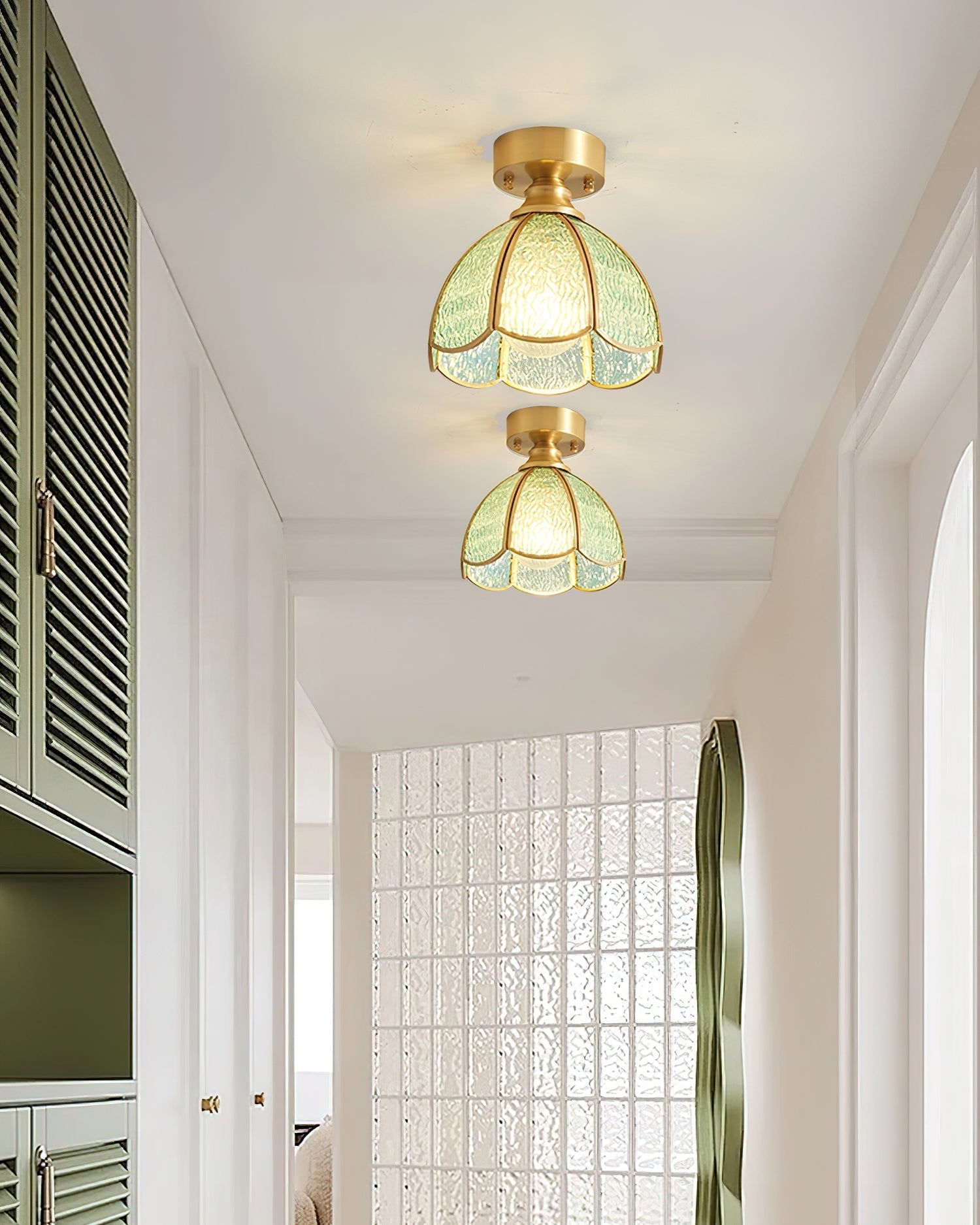 Civelle Tiffany Style Stained Glass Ceiling Light - Lamp Copper