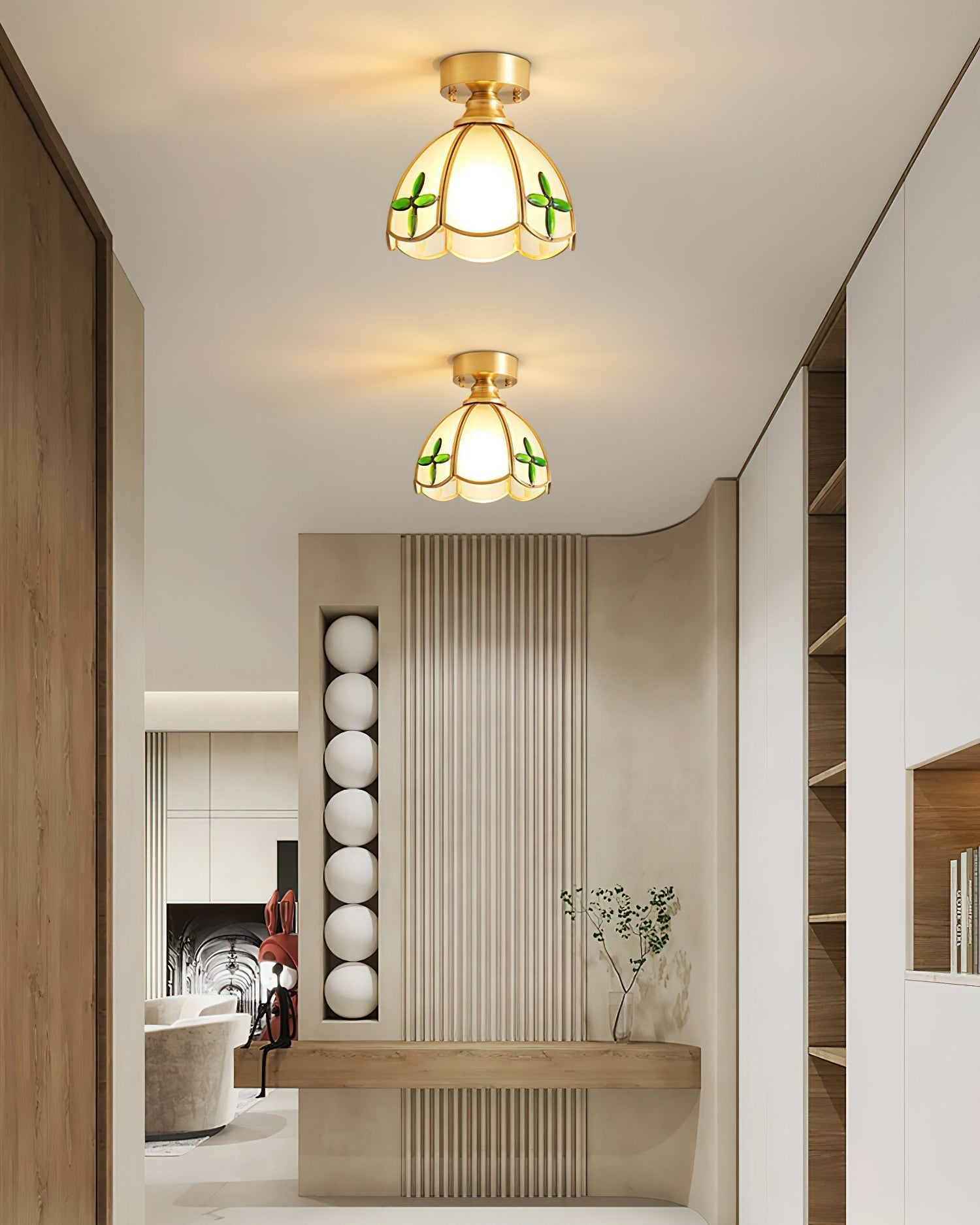 Civelle Tiffany Style Stained Glass Ceiling Light - Lamp Copper