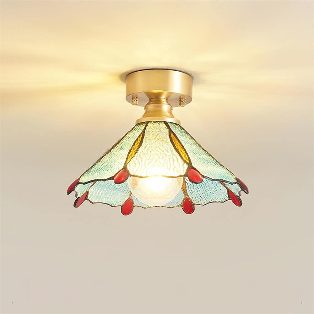 Civelle Tiffany Style Stained Glass Ceiling Light - Lamp Copper