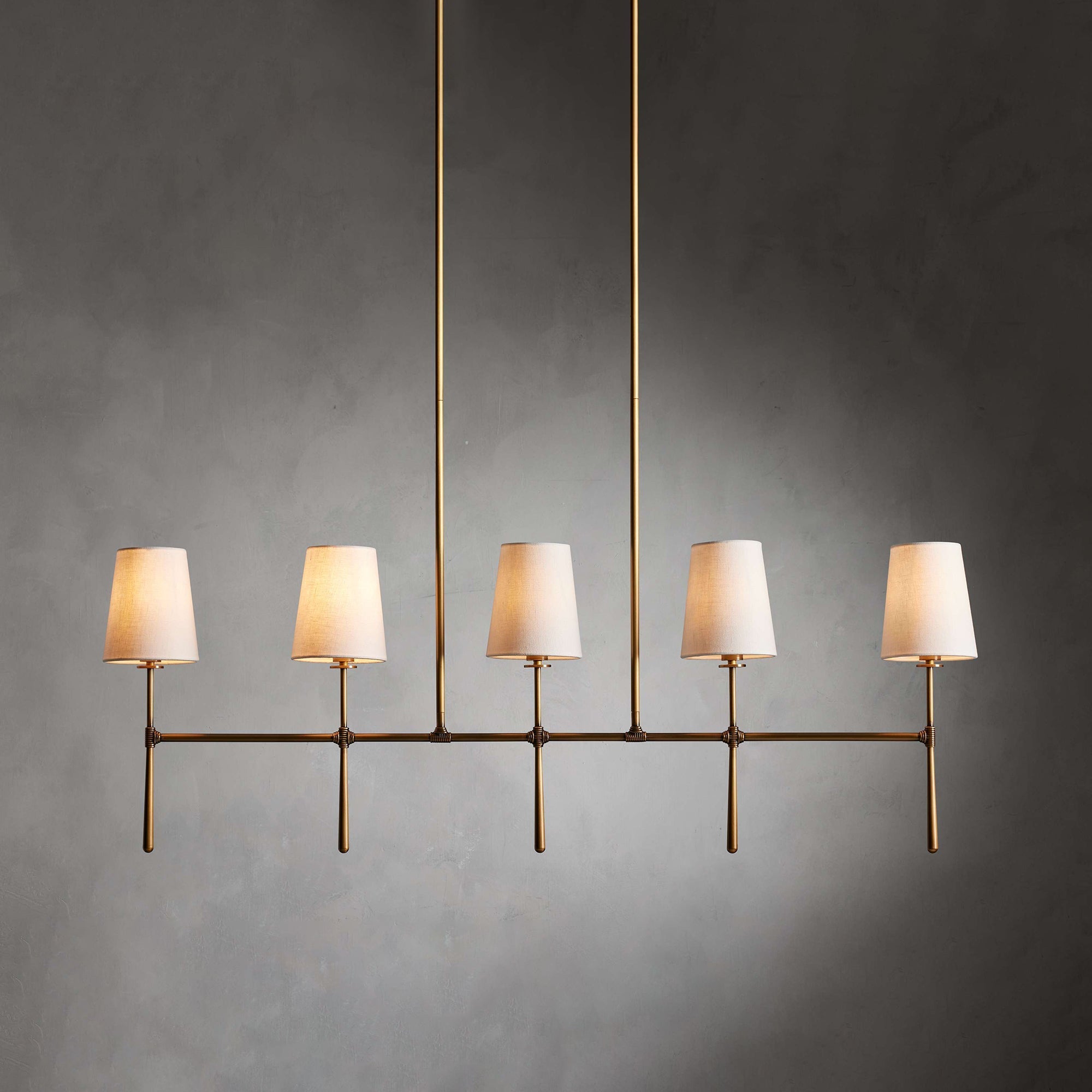 Eurvinen Vintage Industrial Linear Metal Fabric Chandelier - Lamp Copper