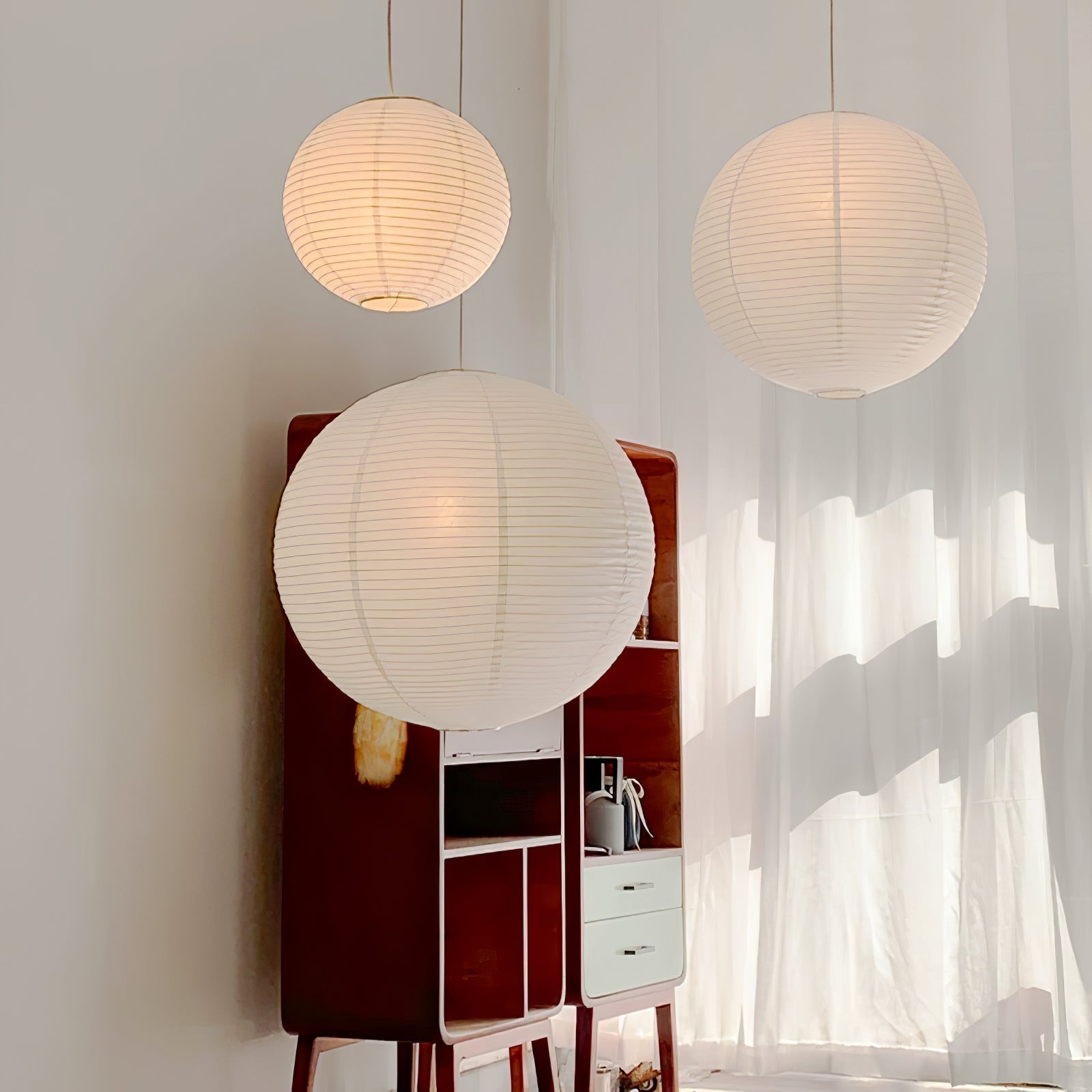 Sylin Pendant Swag Light Mulberry Silk - Lamp Copper