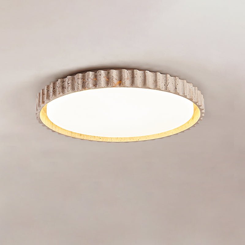 Ornorus Fluted Ring Travertine Ceiling Light - Lamp Copper
