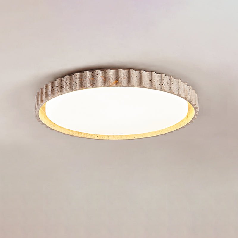 Ornorus Fluted Ring Travertine Ceiling Light - Lamp Copper