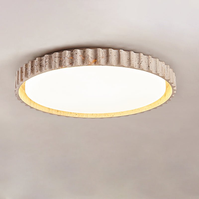 Ornorus Fluted Ring Travertine Ceiling Light - Lamp Copper