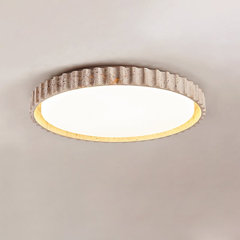 Ornorus Fluted Ring Travertine Ceiling Light - Lamp Copper