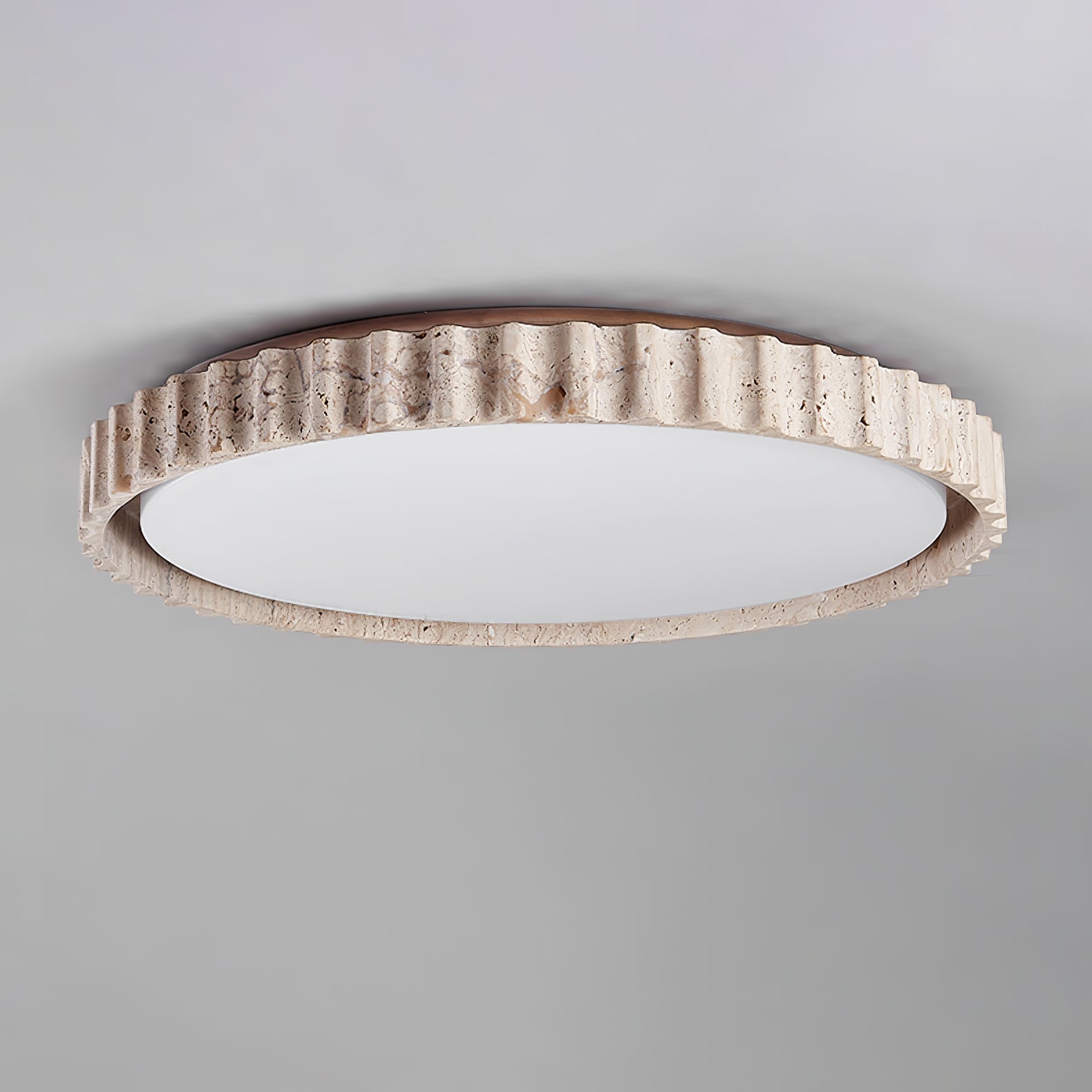 Ornorus Fluted Ring Travertine Ceiling Light - Lamp Copper