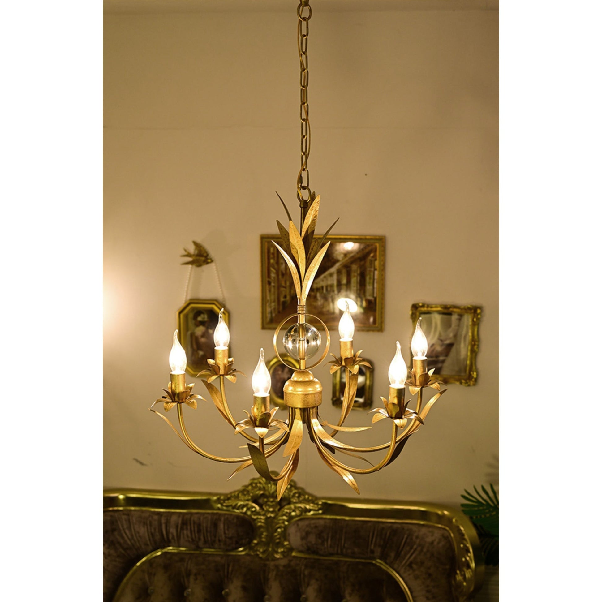 Zamarir Vintage Industrial 6-Light Metal Chandelier - Lamp Copper