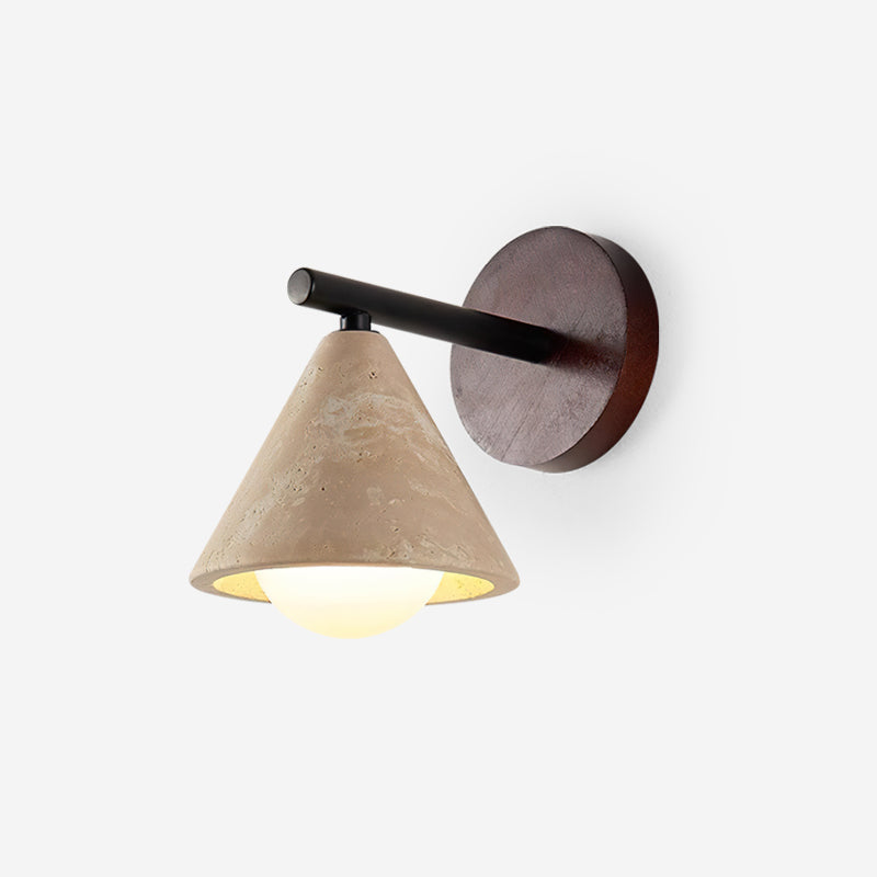 Riita Wall Lamp triangular cone-shaped travertine - Lamp Copper