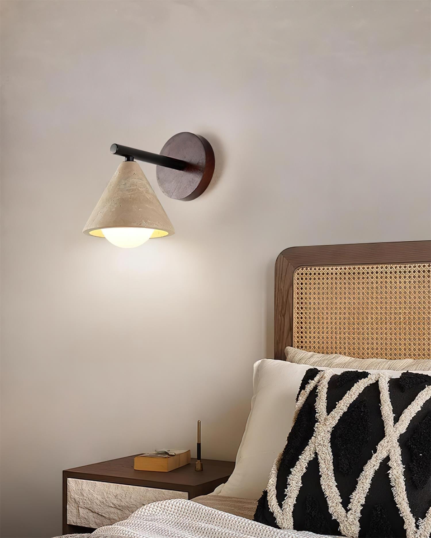 Riita Wall Lamp triangular cone-shaped travertine - Lamp Copper
