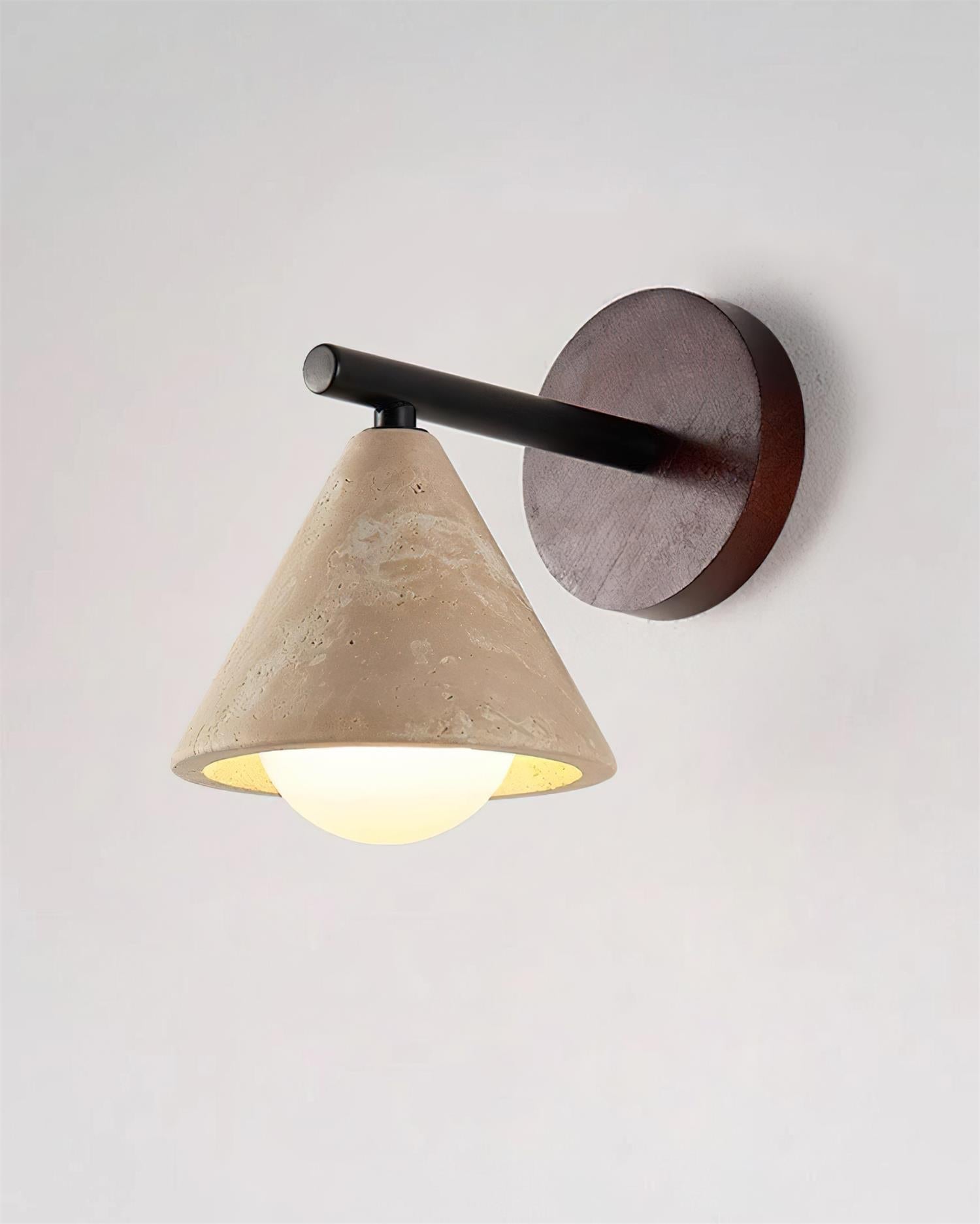 Riita Wall Lamp triangular cone-shaped travertine - Lamp Copper