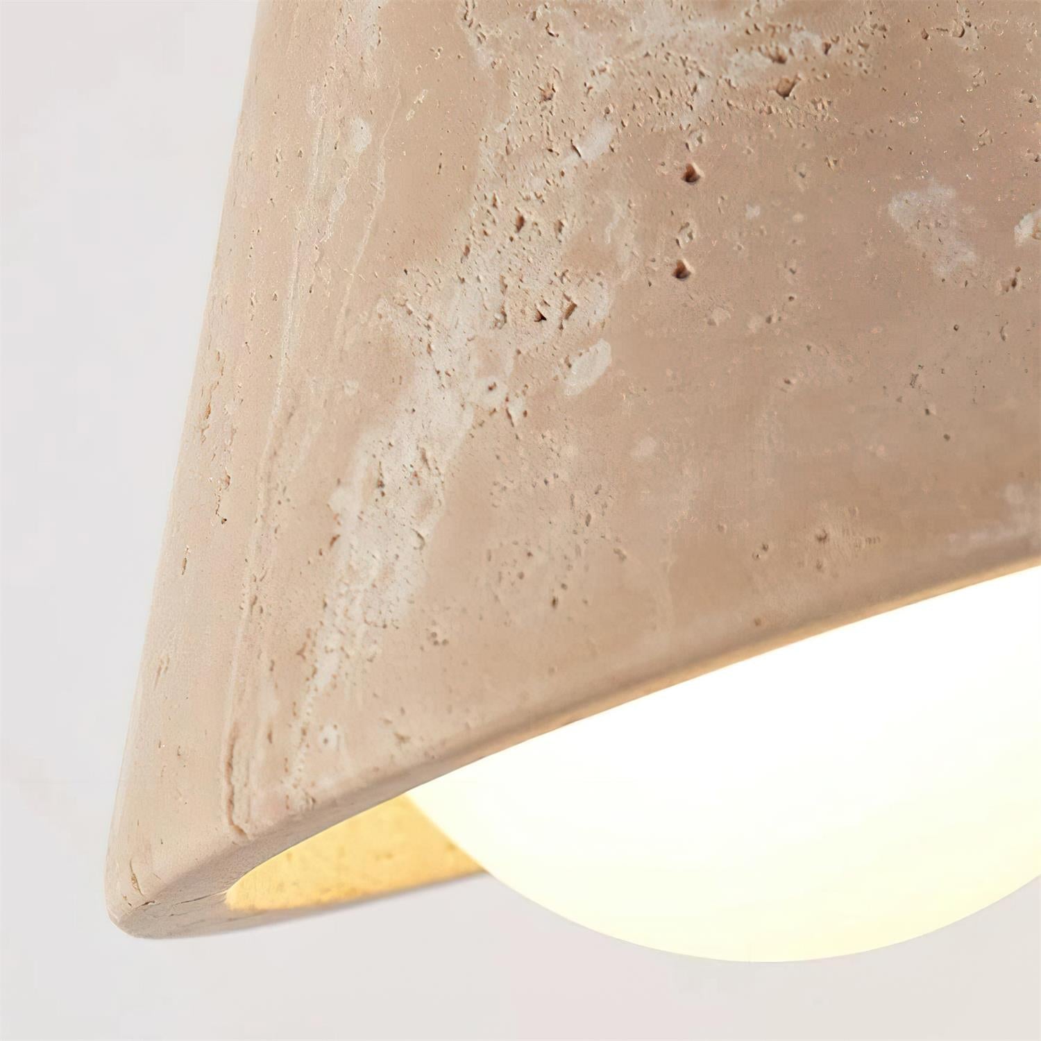Riita Wall Lamp triangular cone-shaped travertine - Lamp Copper
