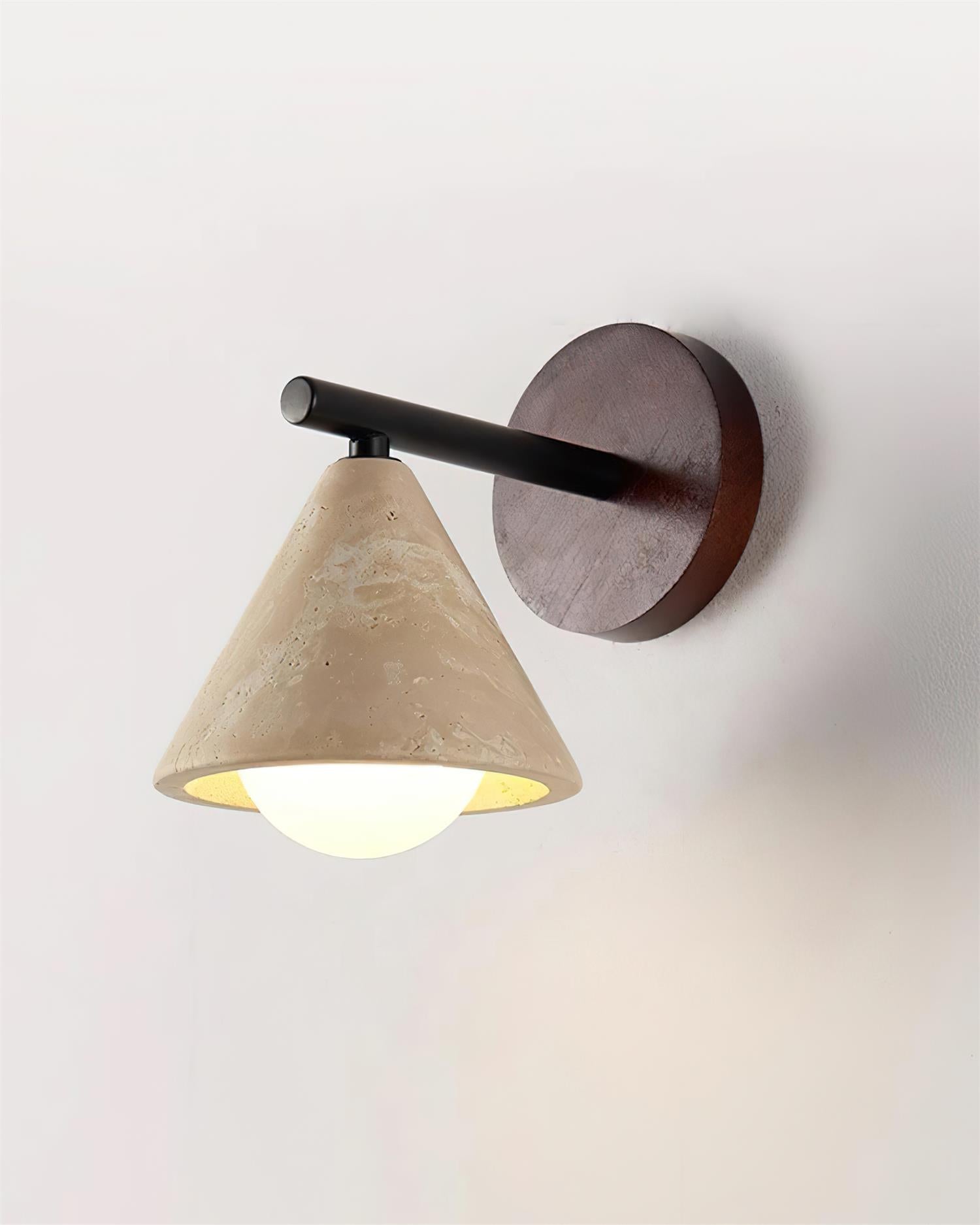 Riita Wall Lamp triangular cone-shaped travertine - Lamp Copper