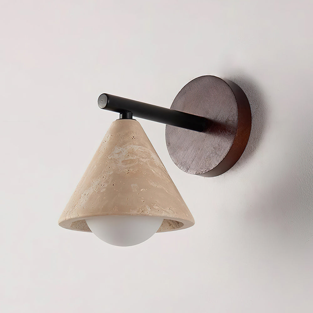 Riita Wall Lamp triangular cone-shaped travertine - Lamp Copper