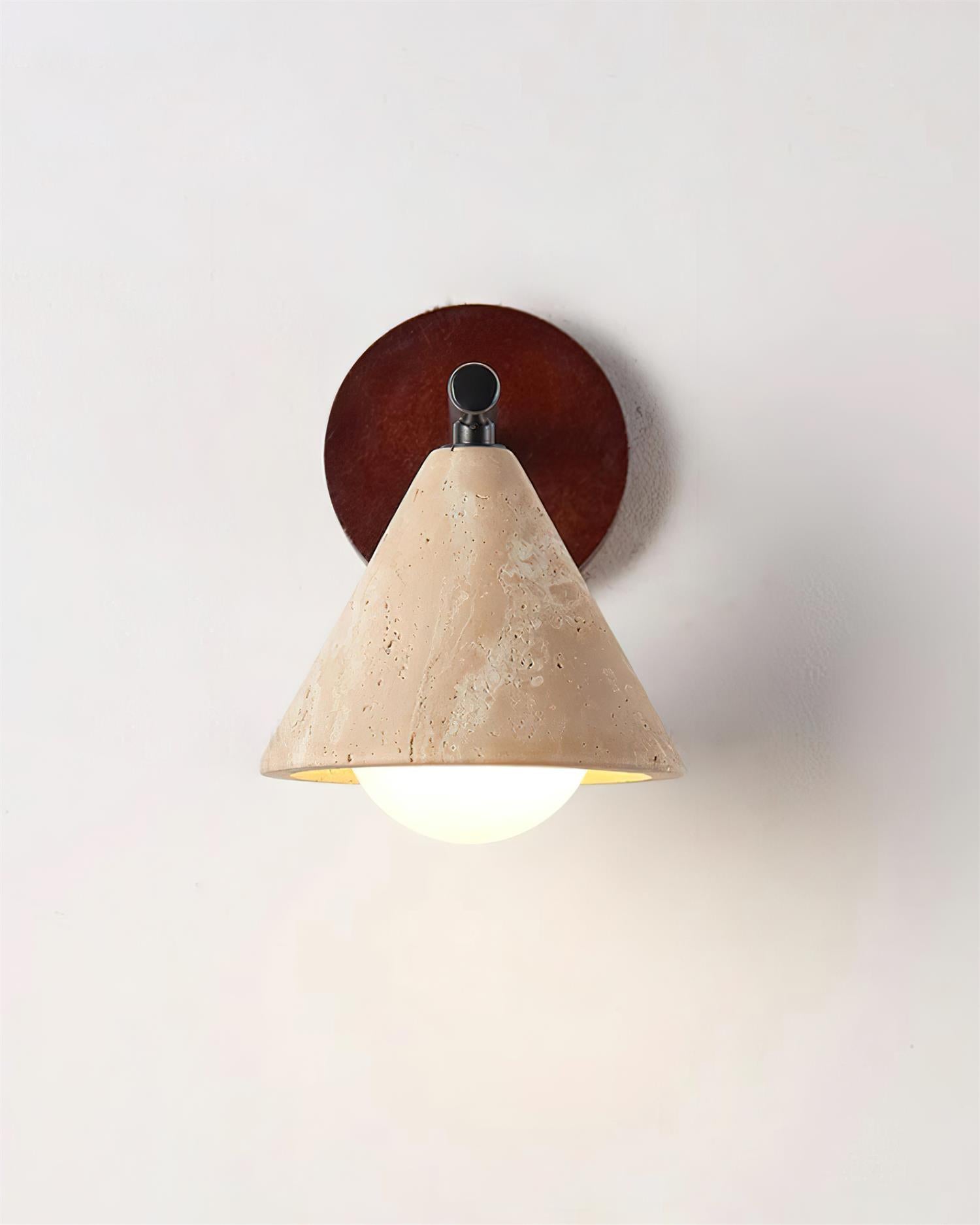 Riita Wall Lamp triangular cone-shaped travertine - Lamp Copper