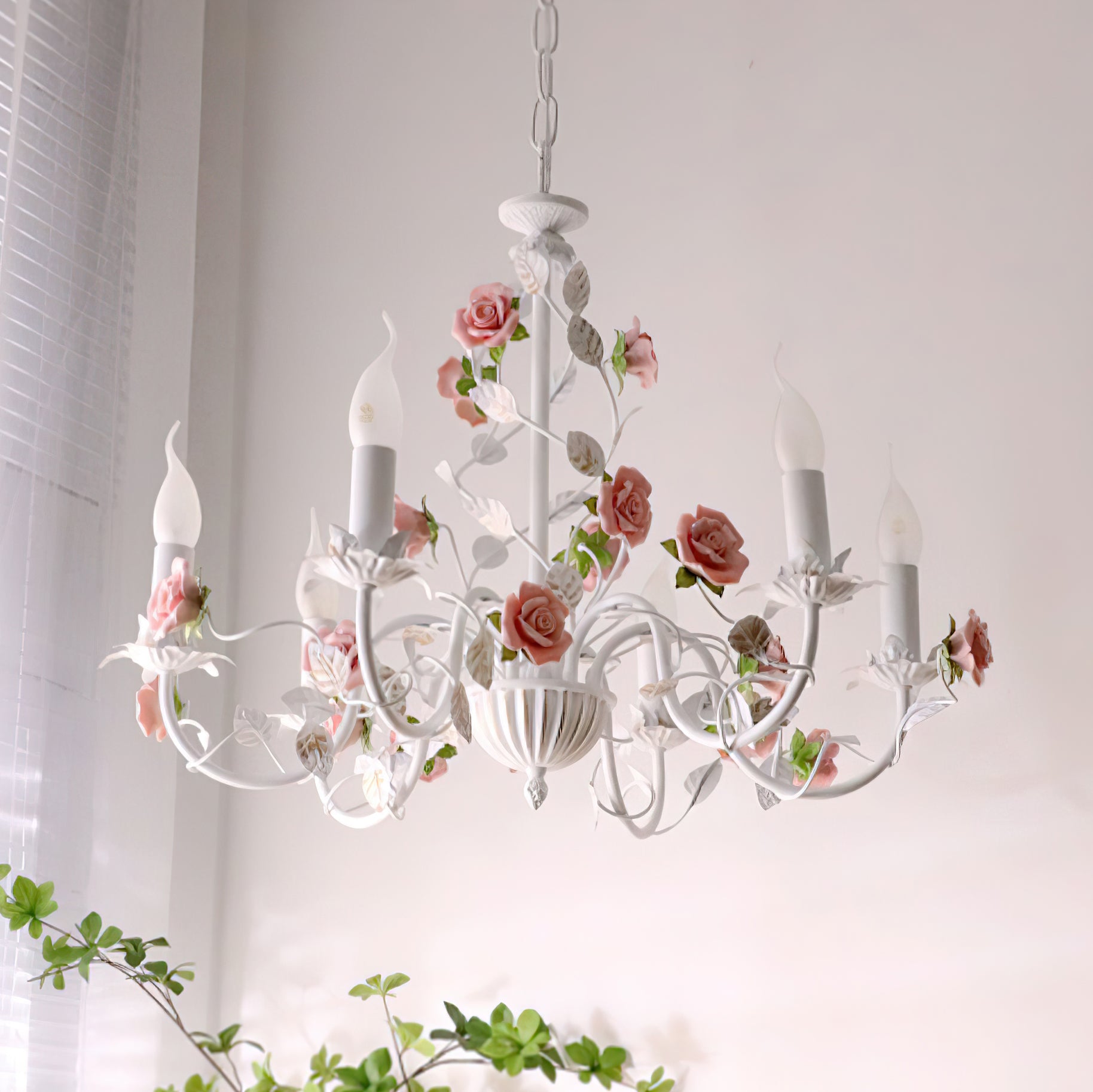 Evelisse Vintage White Chandelier - Lamp Copper