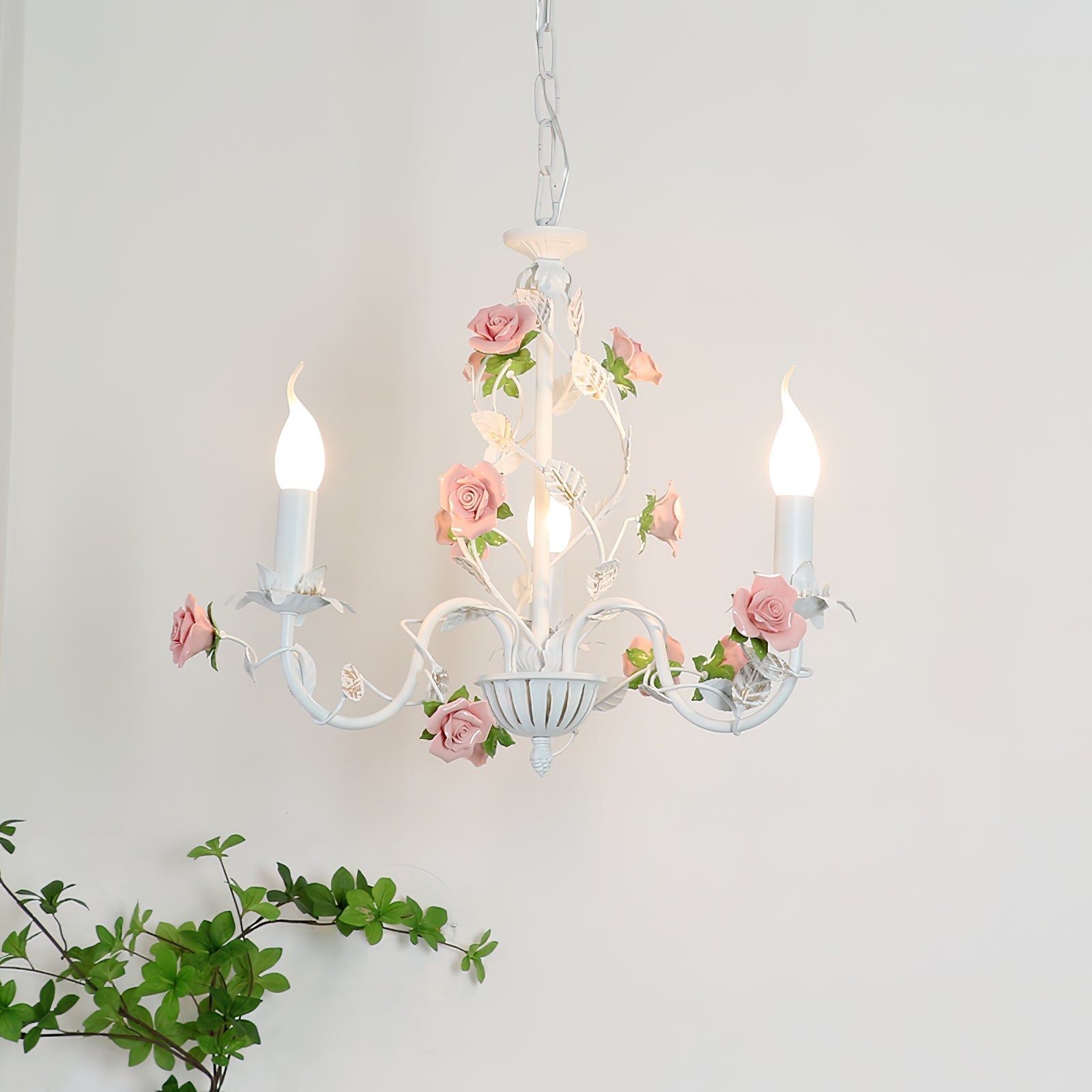 Evelisse Vintage White Chandelier - Lamp Copper