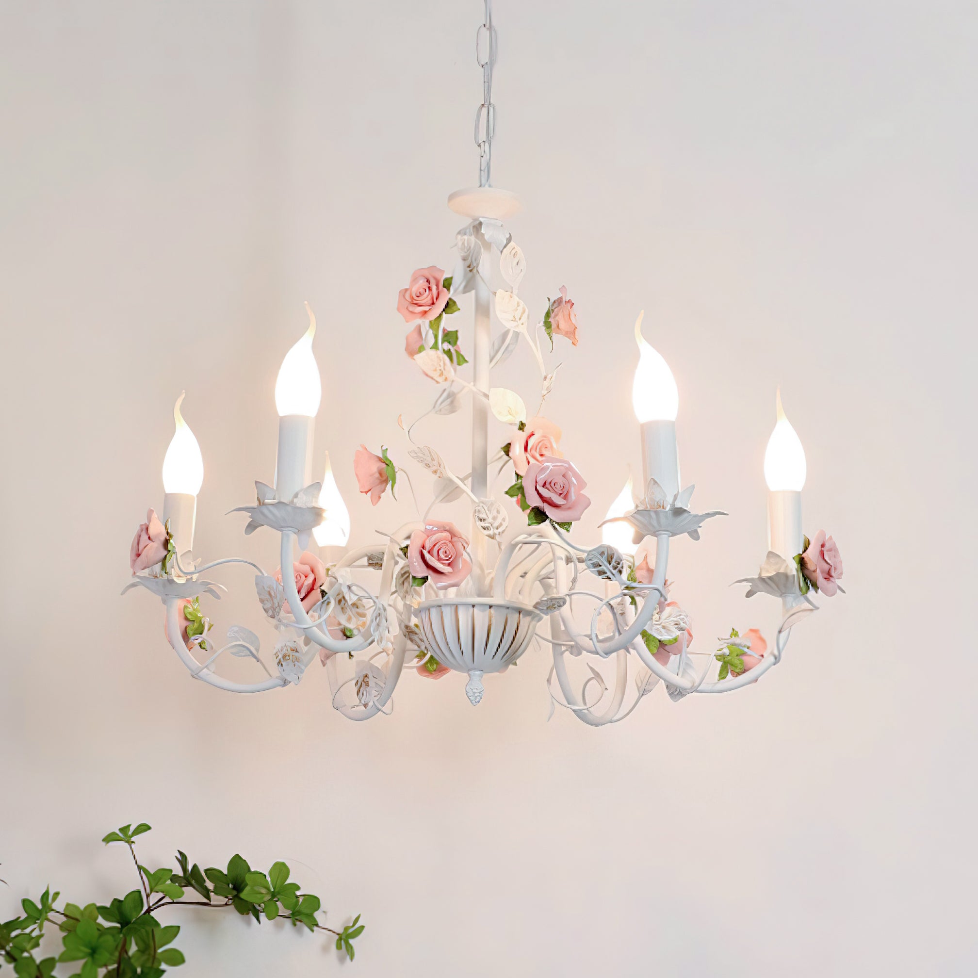 Evelisse Vintage White Chandelier - Lamp Copper